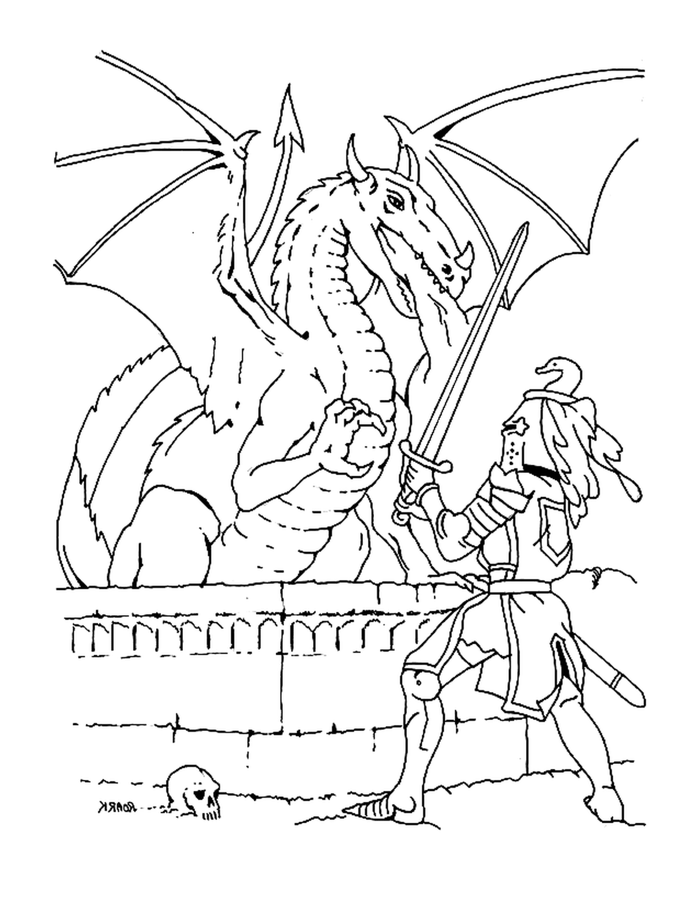   Un dragon et un chevalier 