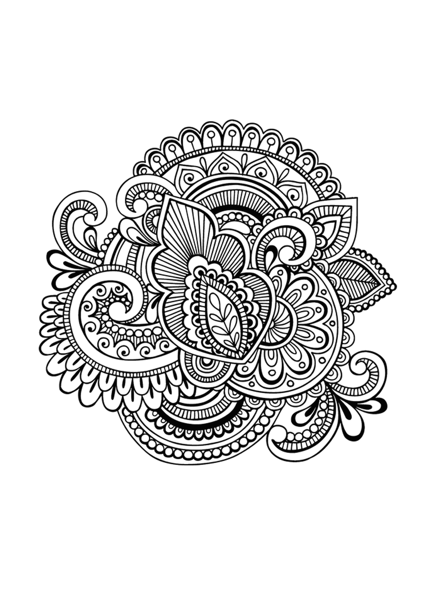   Un motif floral complexe en noir et blanc 