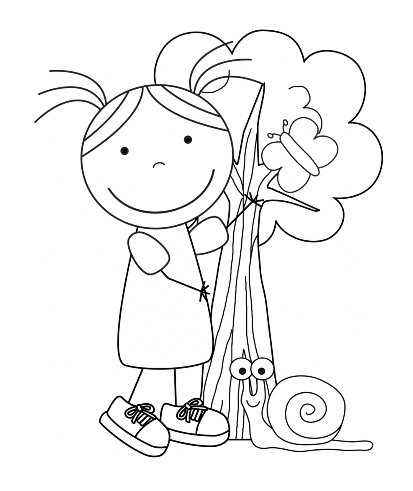   Enfants pour la Journée de la Terre, une fille et un escargot 