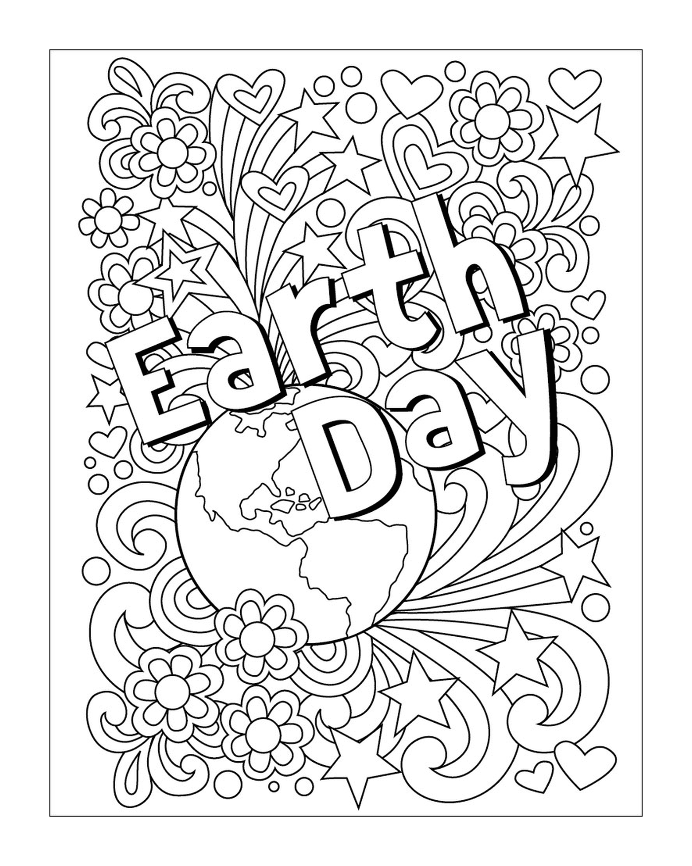   Journée adulte pour la Terre, fleurs et globe 