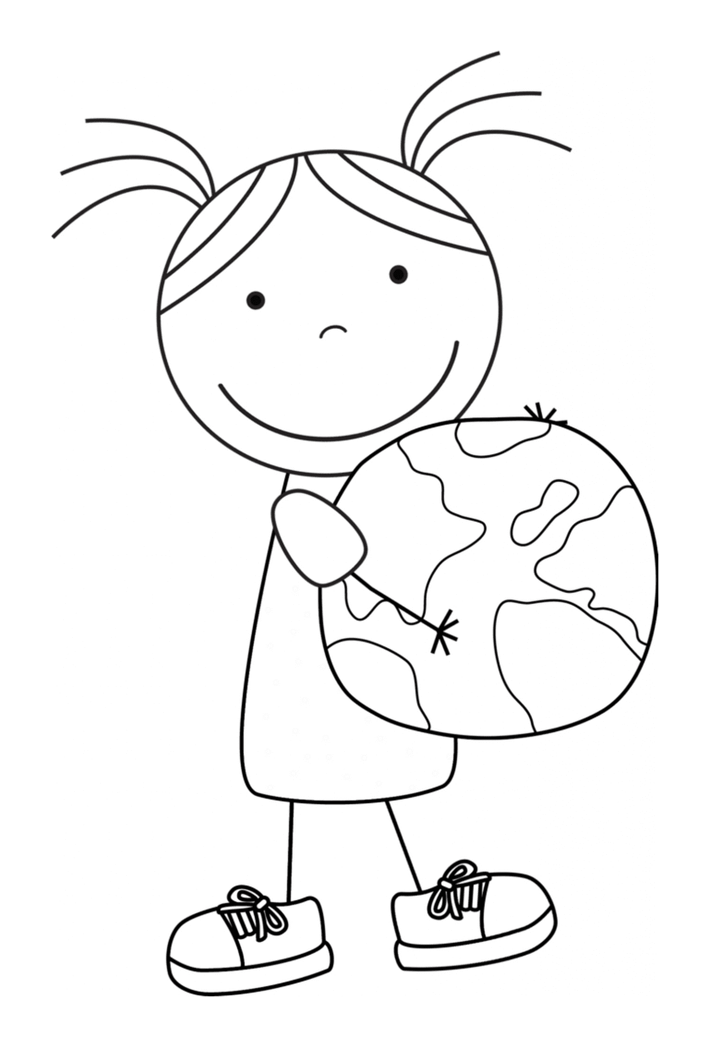   Petite fille tient la Terre, symbole écologique 