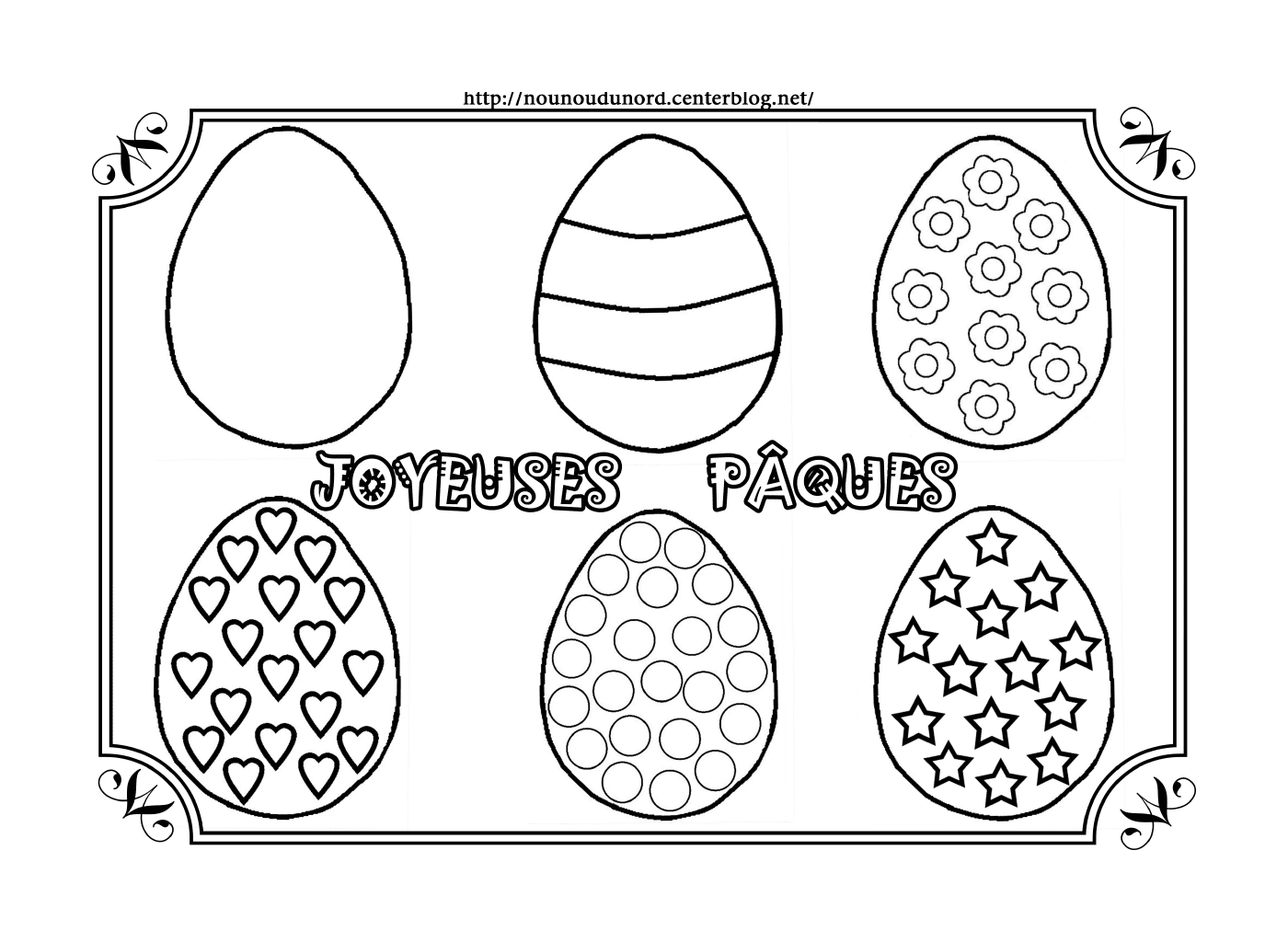   Pâques 7, six designs différents d'œufs de Pâques 