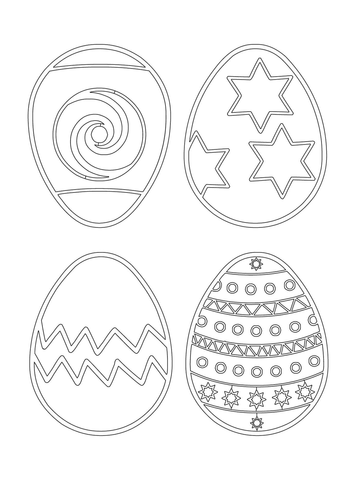  Ensemble de quatre œufs décorés 