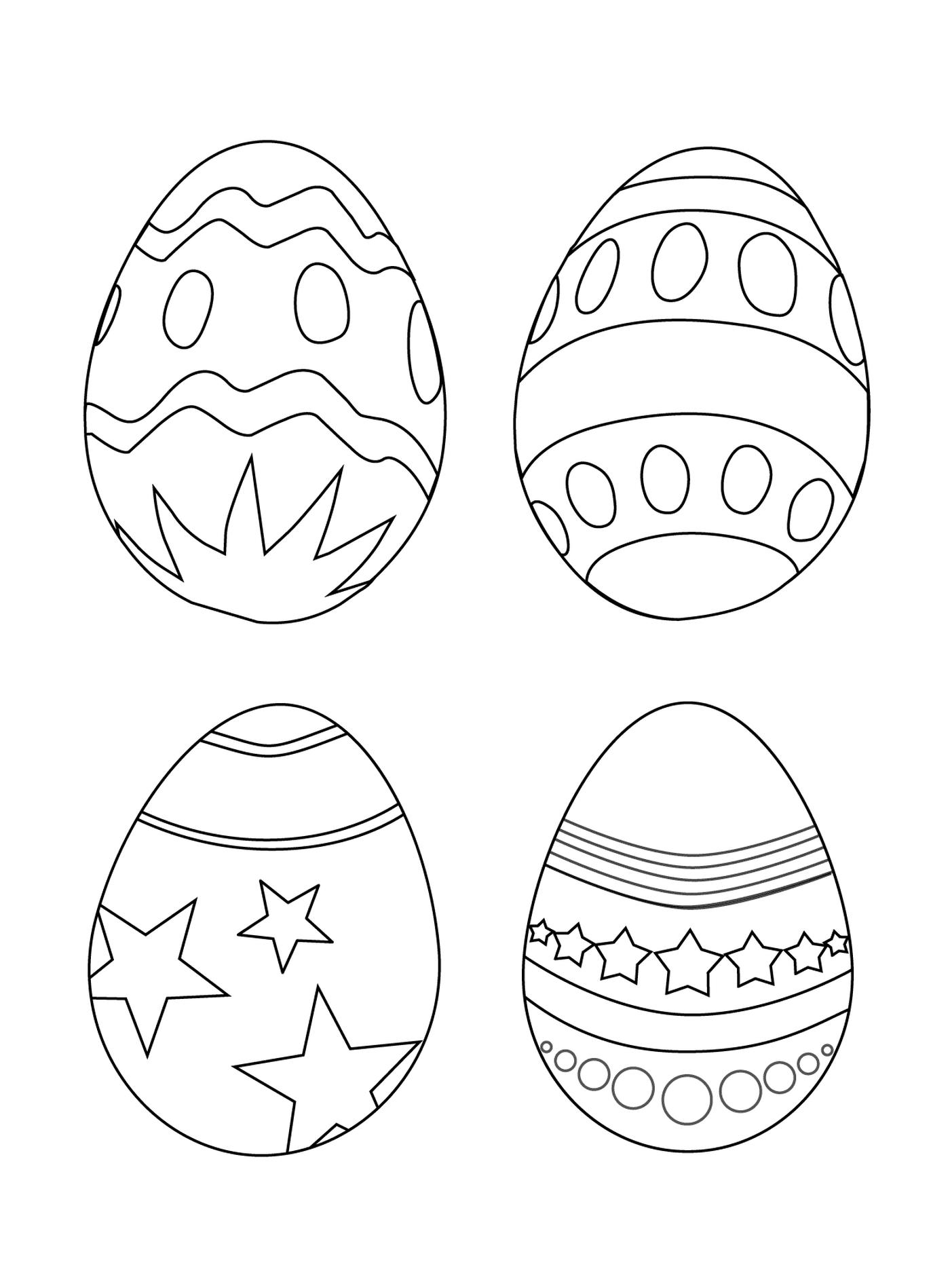   Ensemble de quatre œufs simples en noir et blanc 