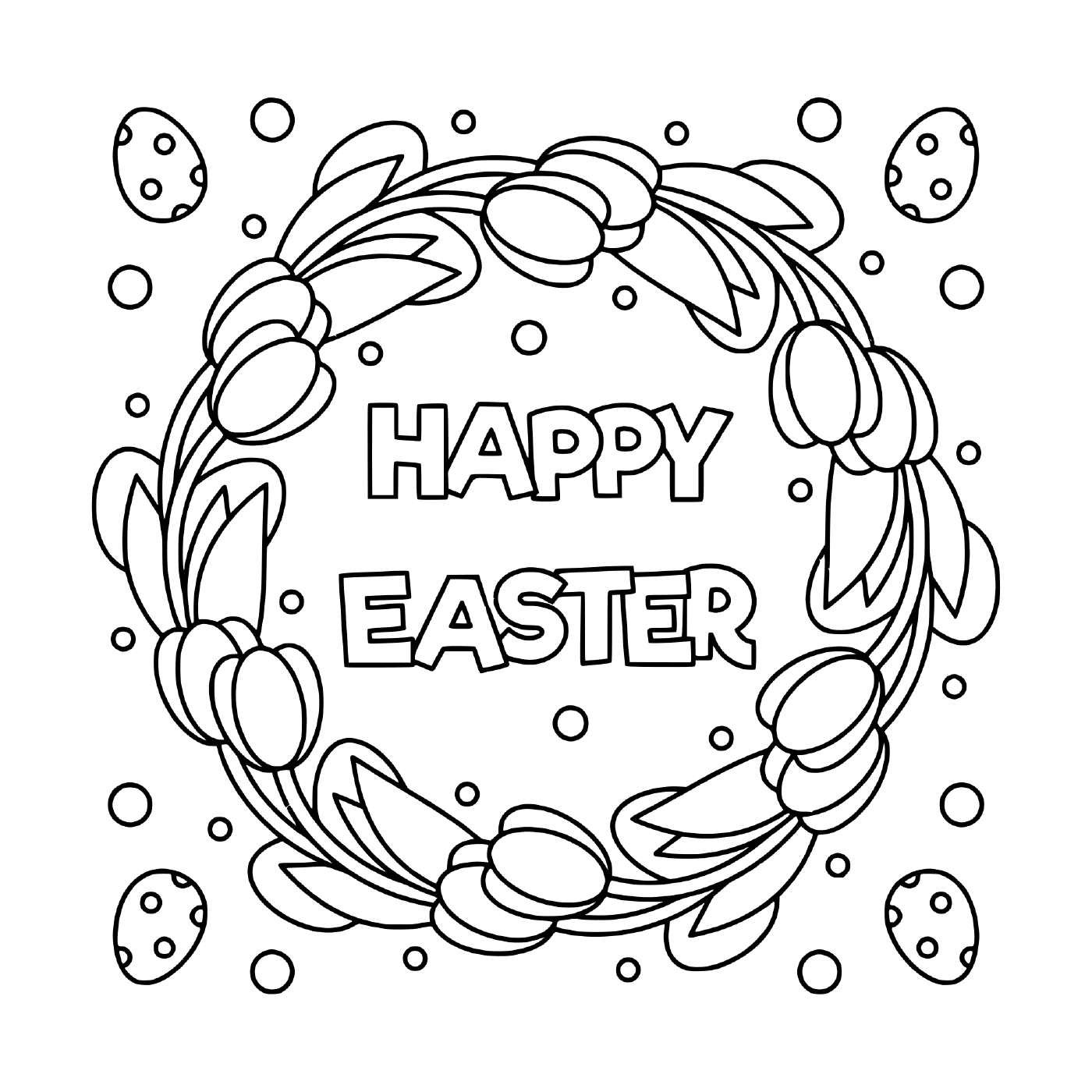   Joyeux Pâques illustration noir et blanc 
