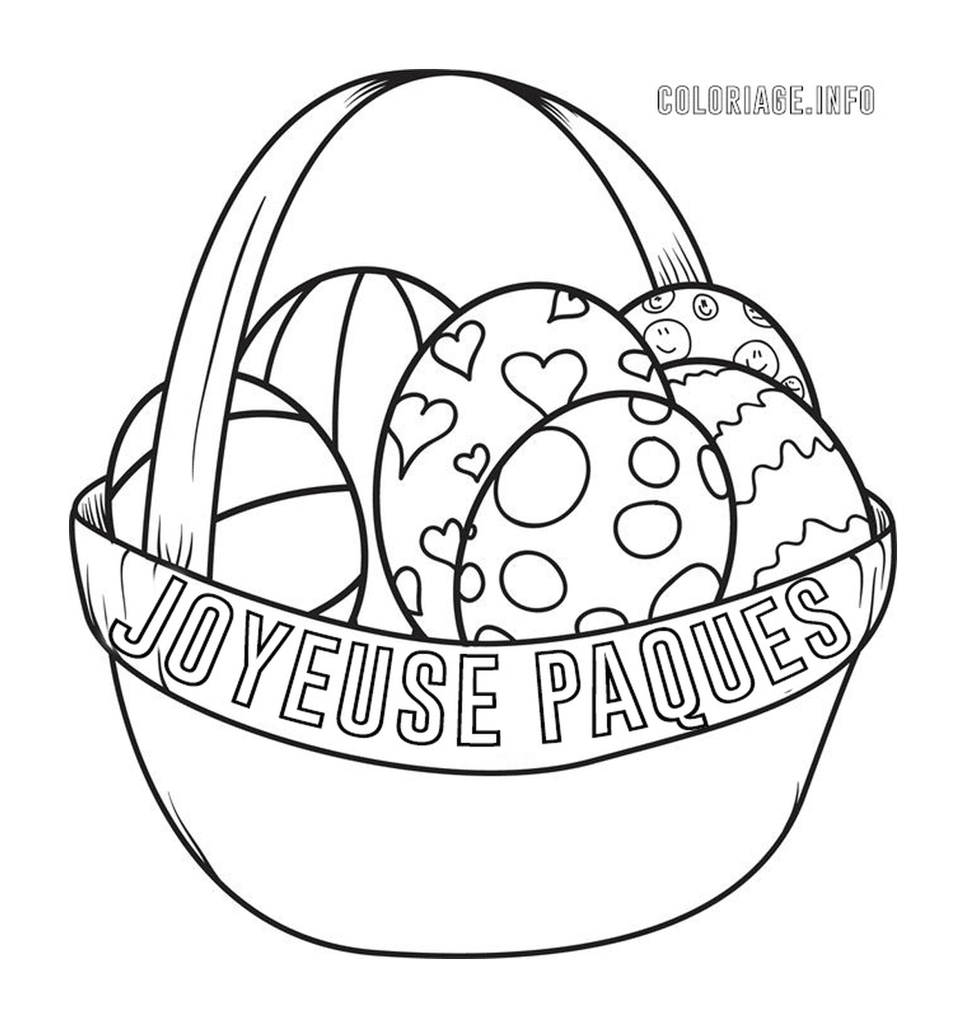   Panier d'œufs de Pâques joyeuses fêtes 
