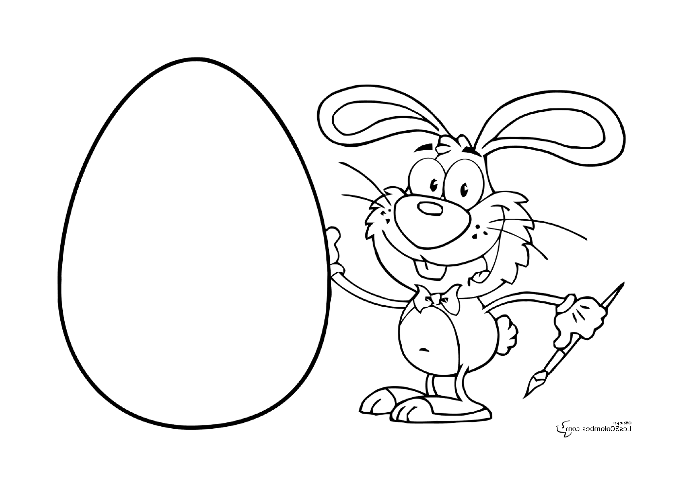   Un lapin de Pâques tenant un œuf 