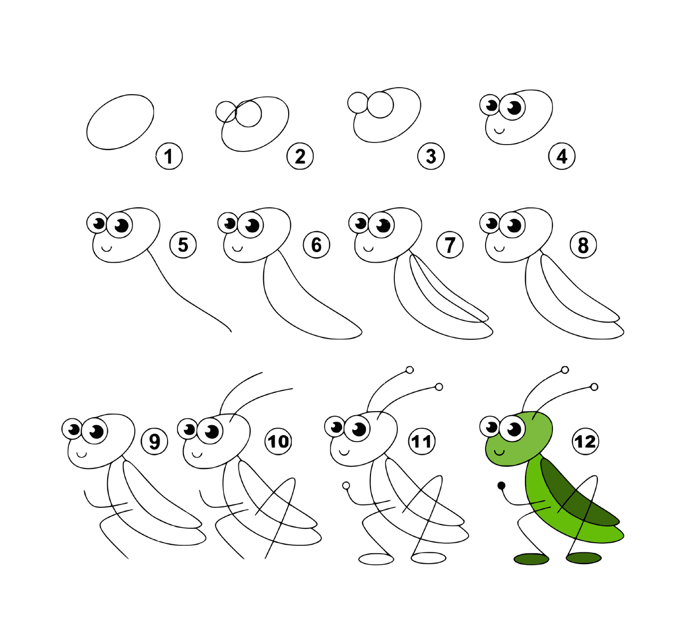   Comment dessiner une sauterelle facilement 