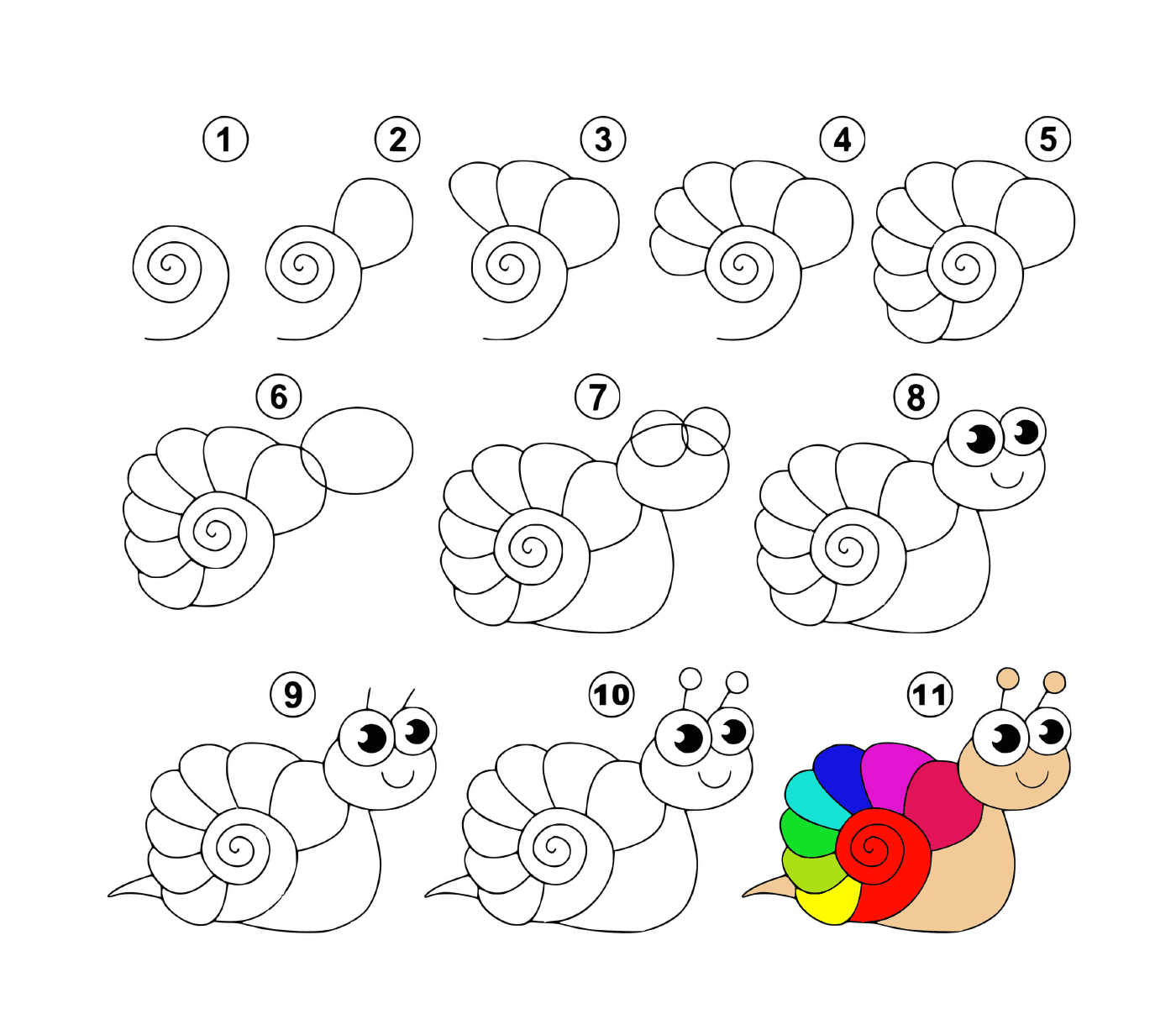   Comment dessiner un escargot facilement 