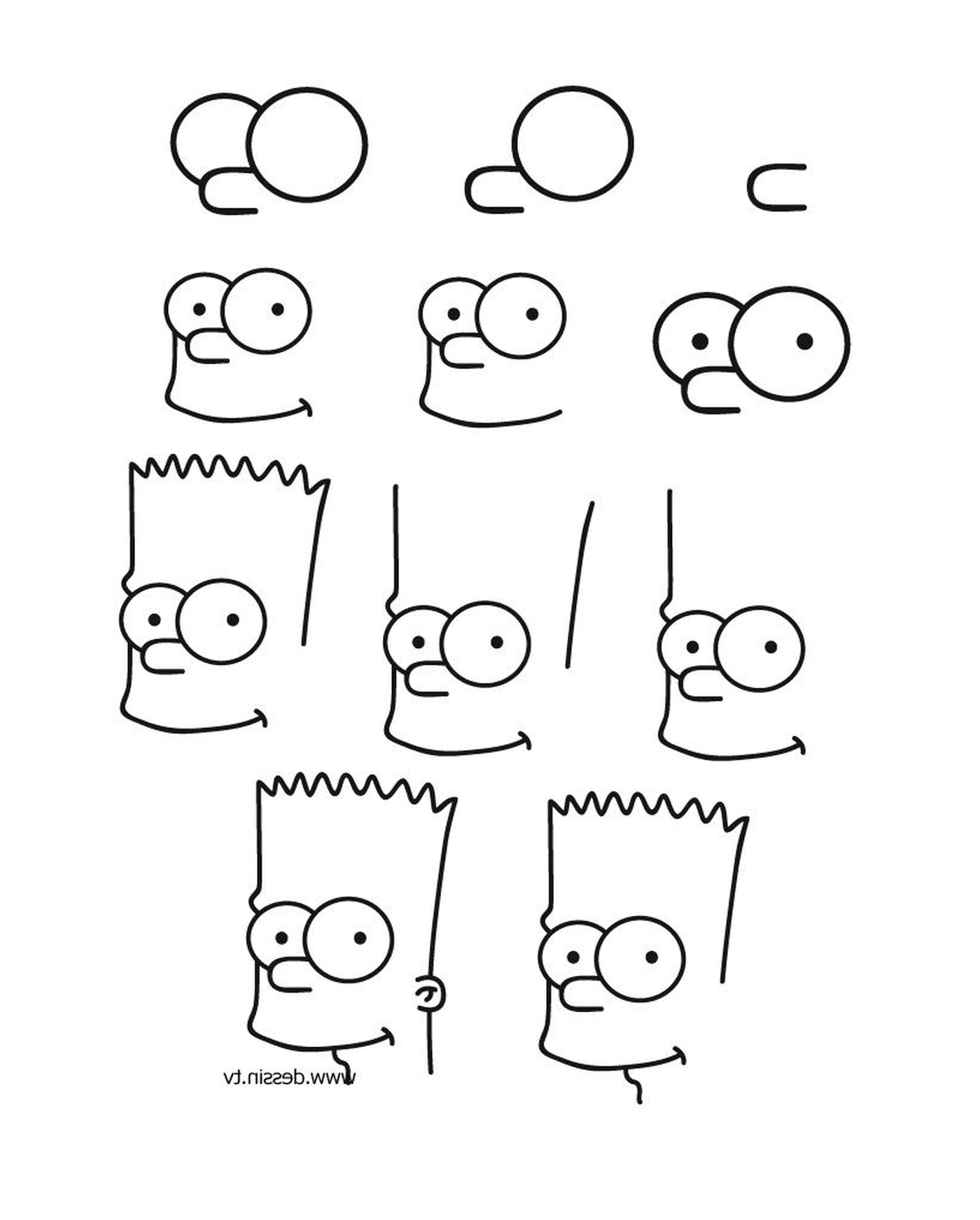   Une variété de dessins de Bart Simpson 