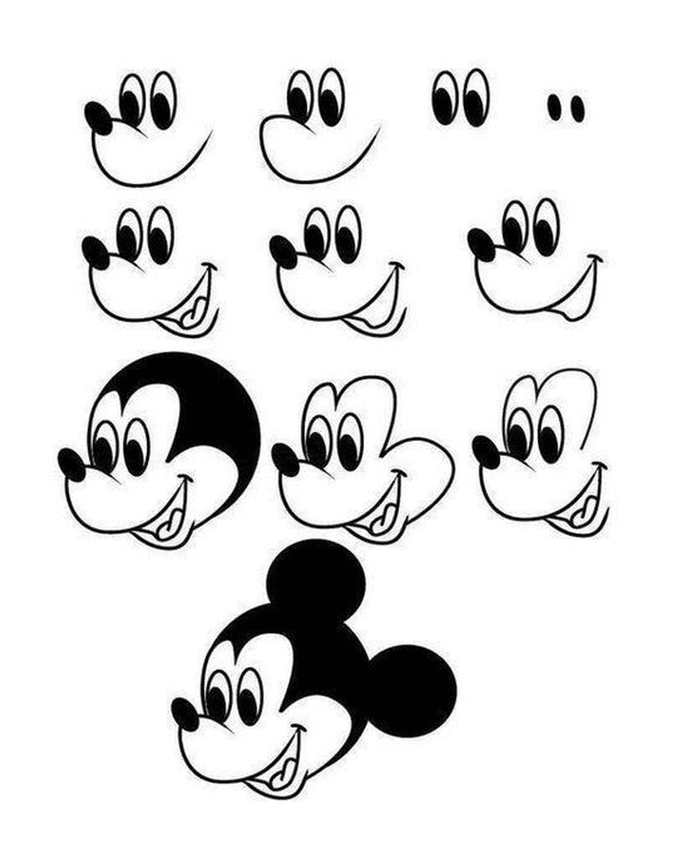   Dessin de Mickey Mouse avec différentes formes 