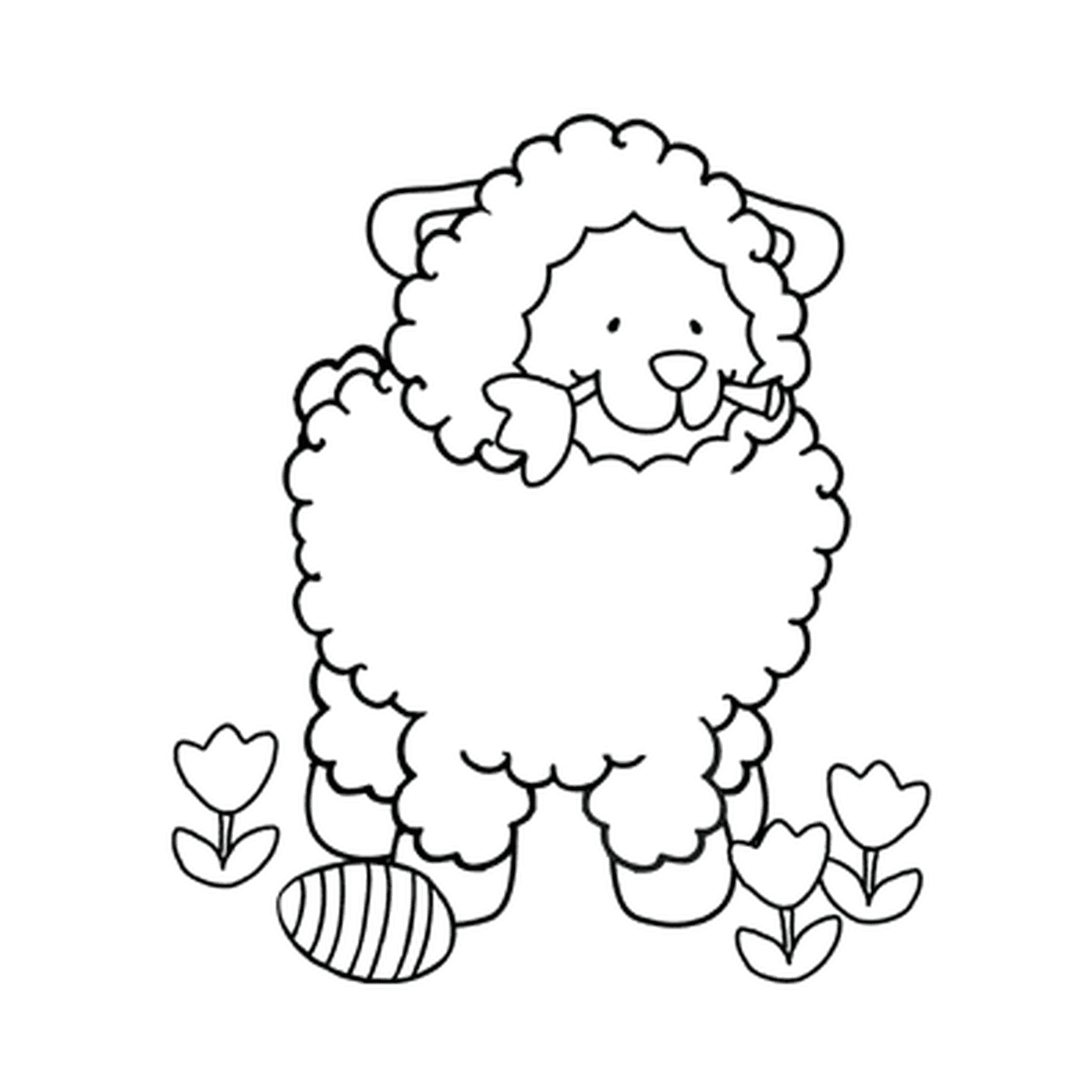   mouton œuf paques fleurs 