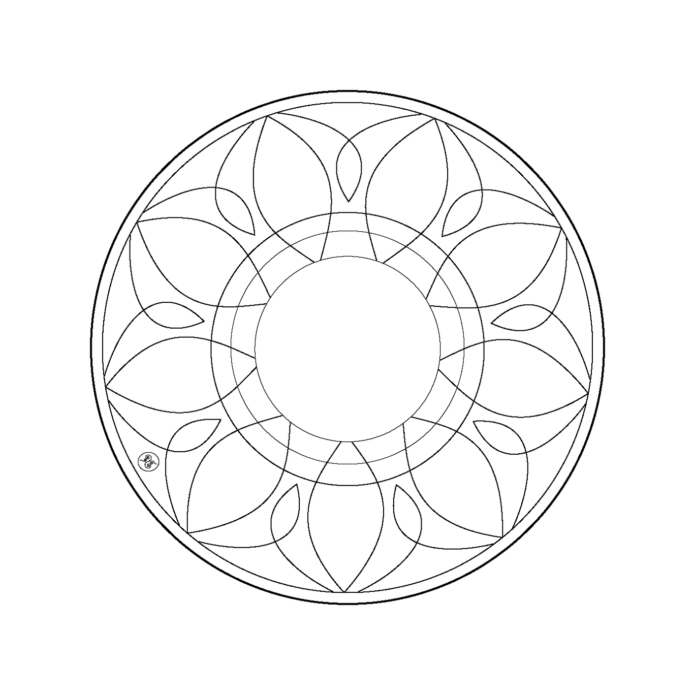   Un cercle avec un motif floral 