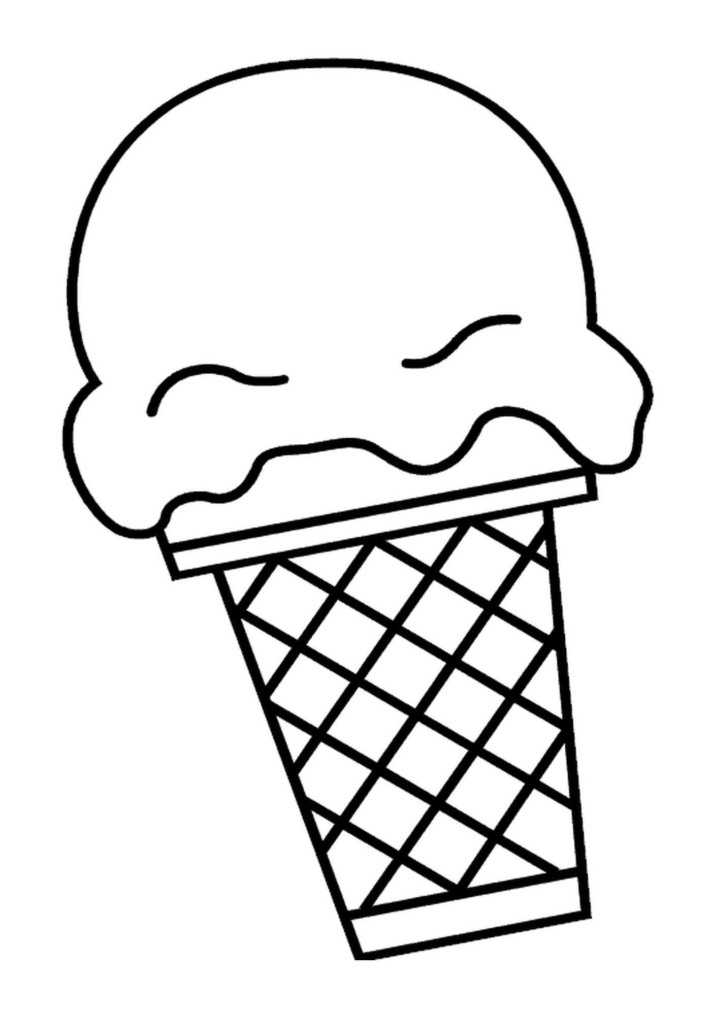   Un cornet de crème glacée avec une bouchée 