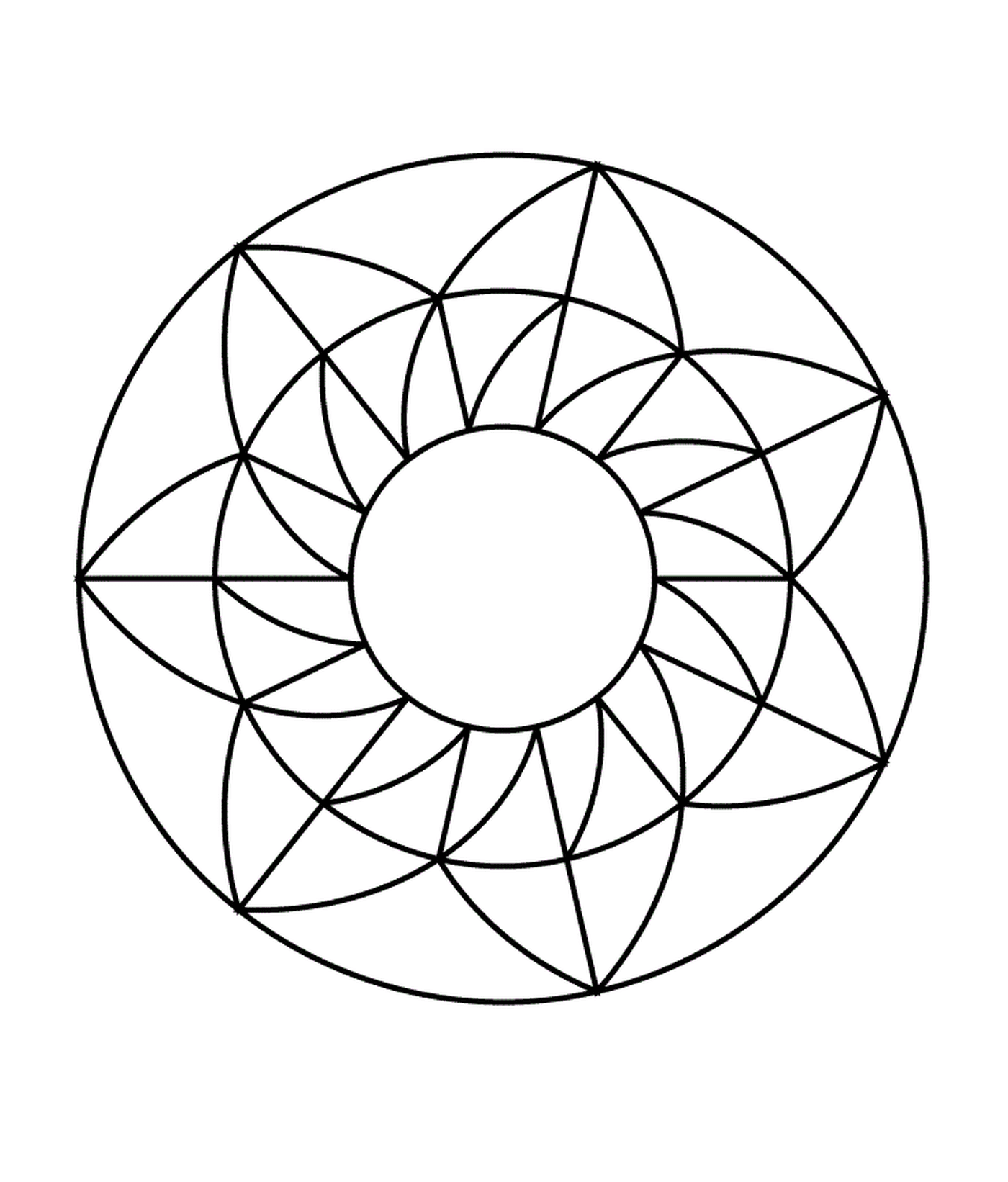   Un cercle avec un motif géométrique au centre 