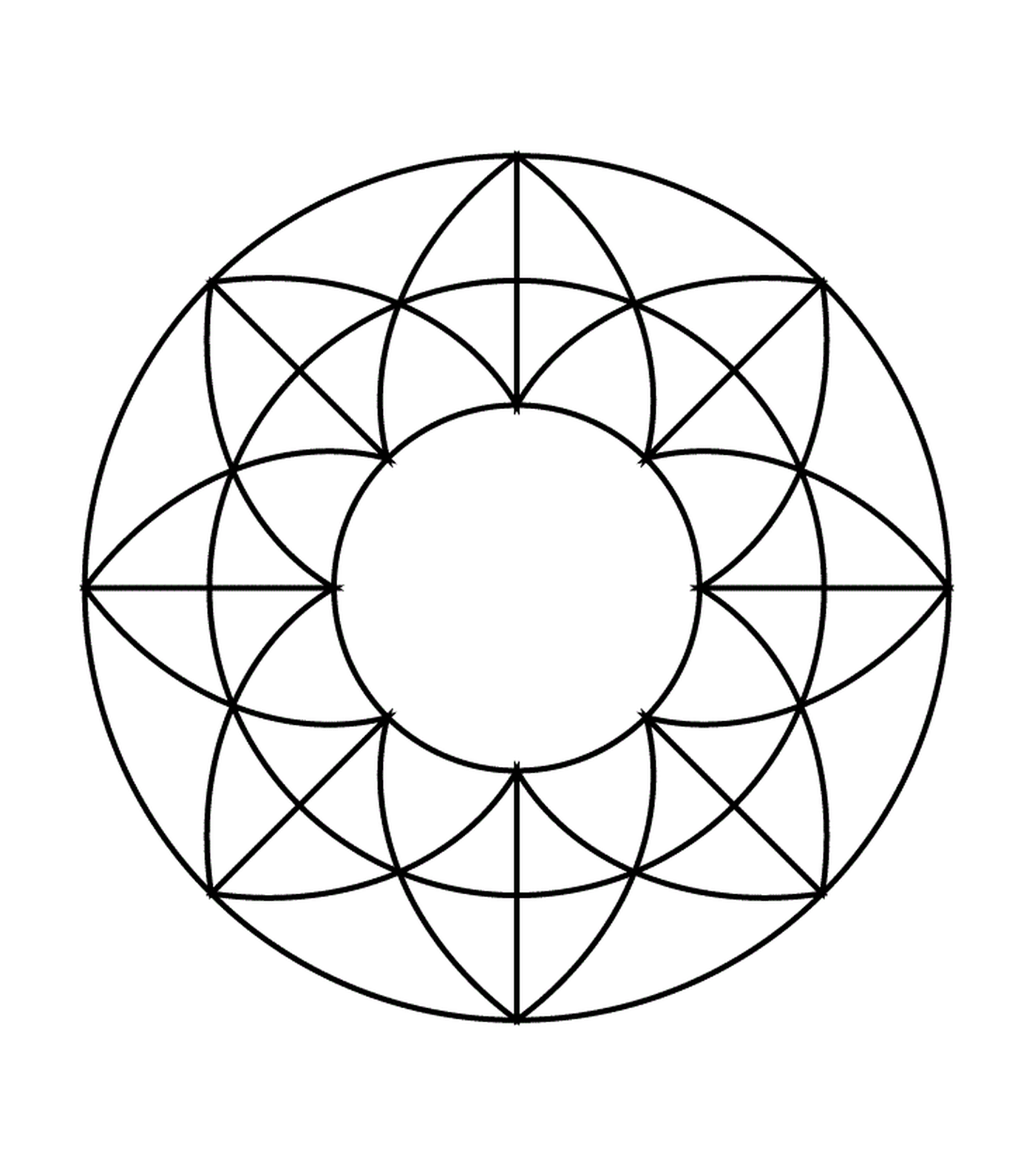   Un cercle avec un motif géométrique à l'intérieur 