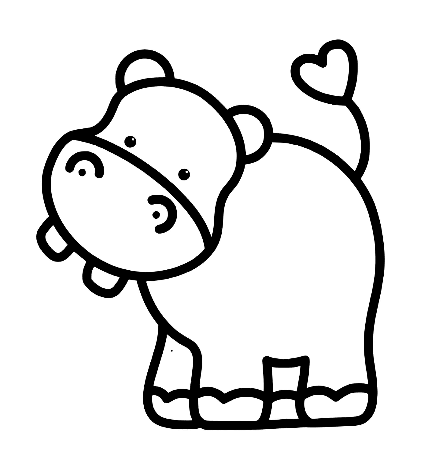   Un hippopotame facile à dessiner pour les enfants de 2 ans 