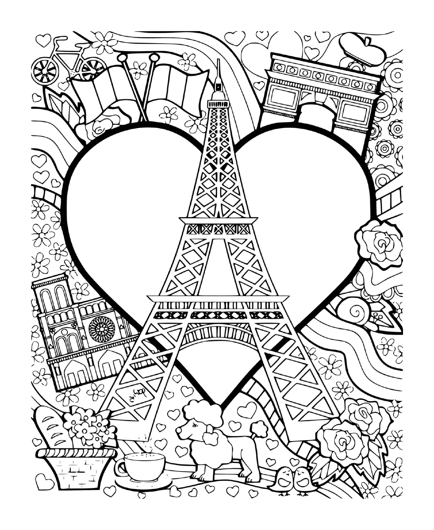   J'aime Paris, tour Eiffel, France 