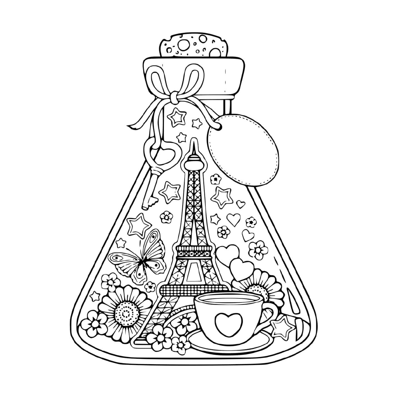   Tour Eiffel miniature, café français 