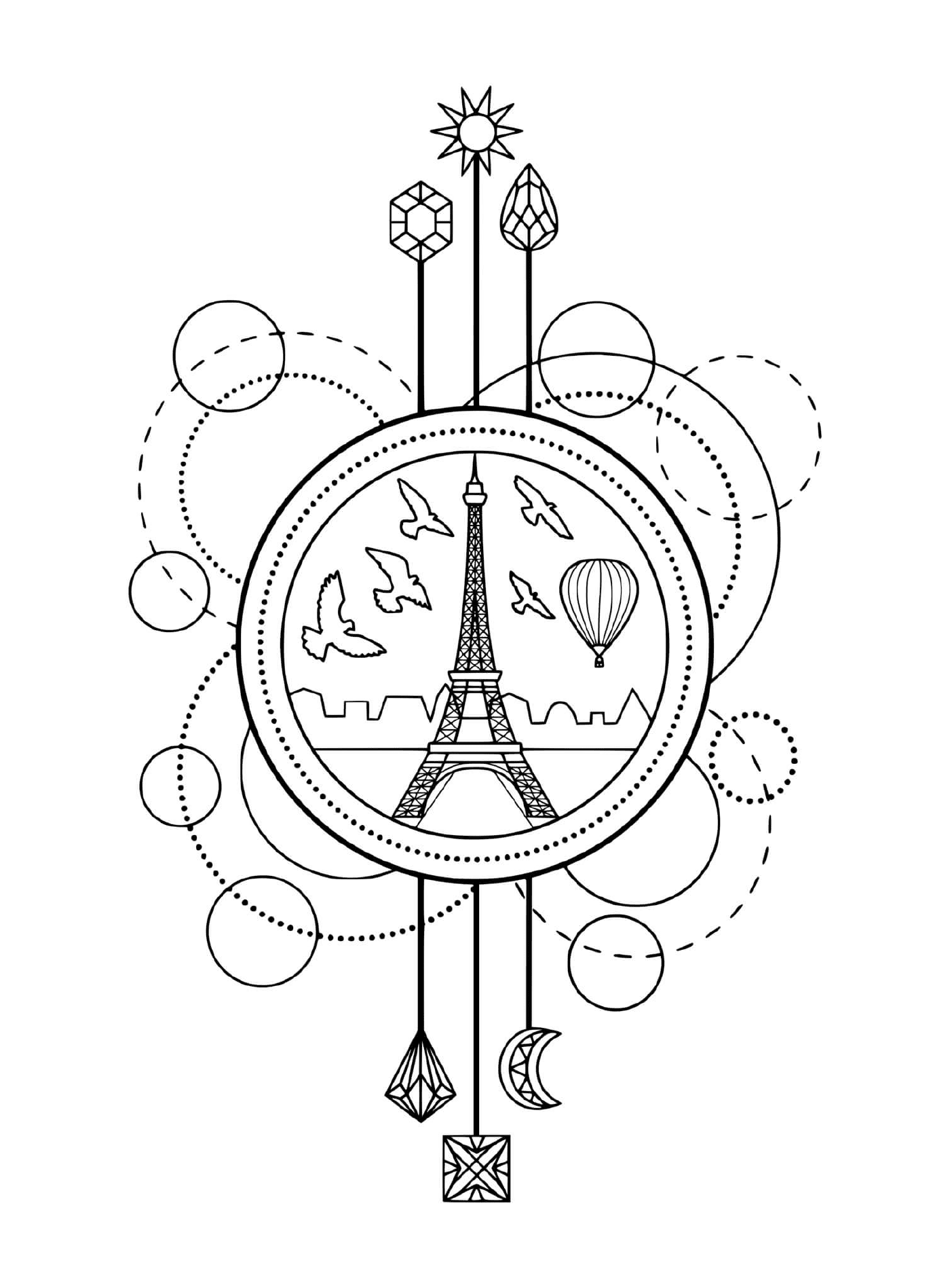   Tour Eiffel et montgolfière, Paris 
