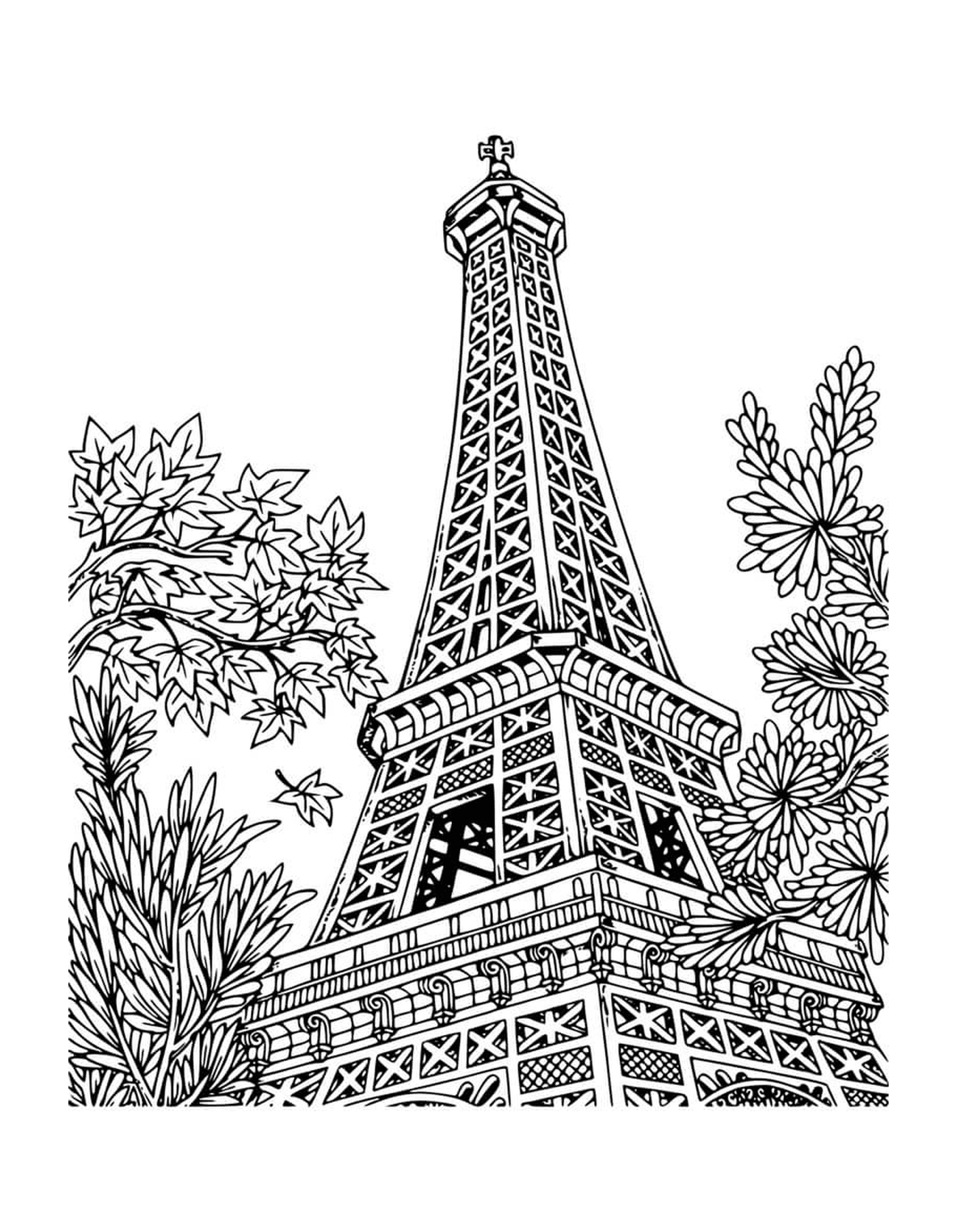   Paris en mandala, Tour Eiffel imposante 