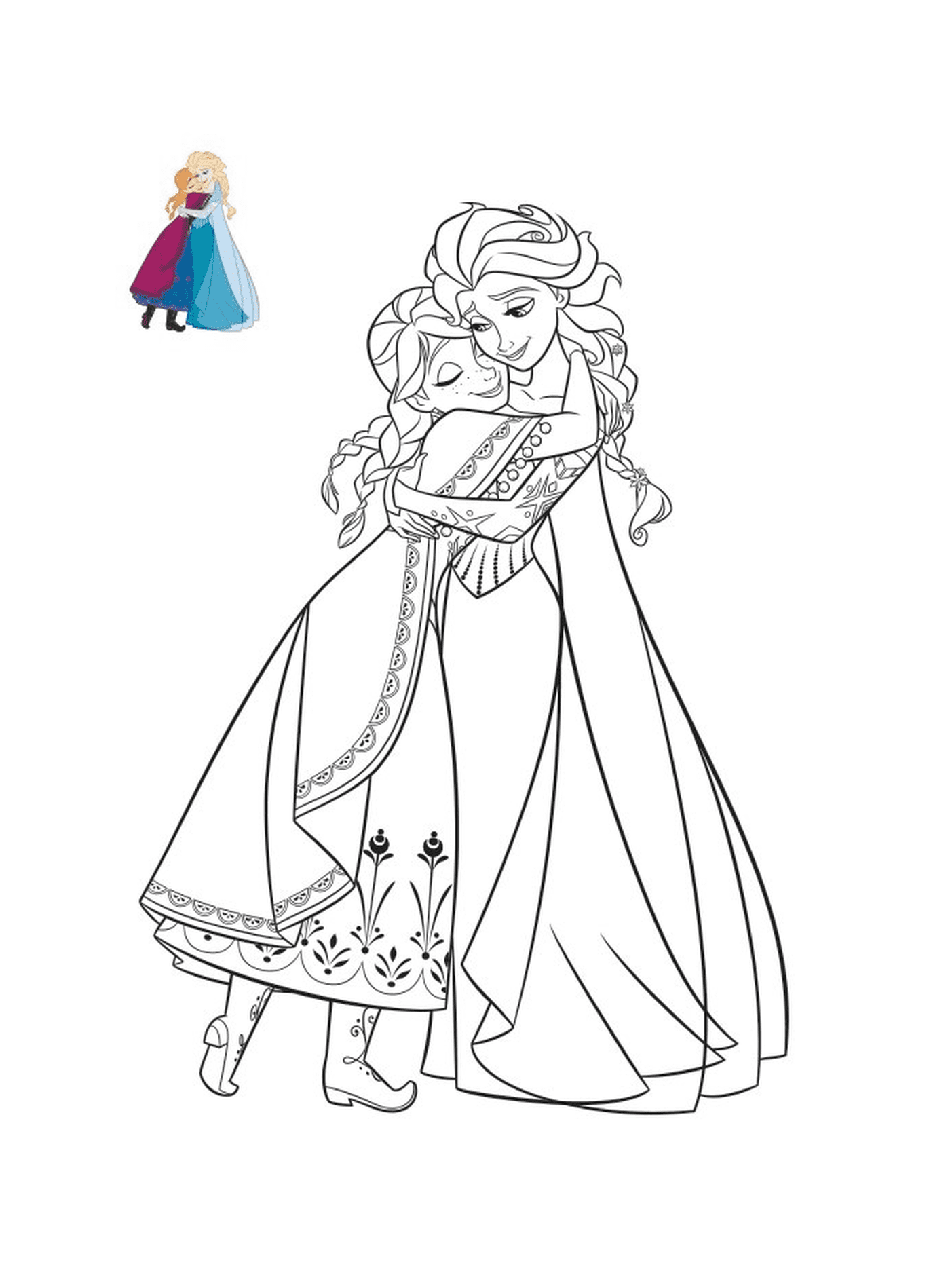   Anna donne un câlin pour réconforter sa grande sœur Elsa 