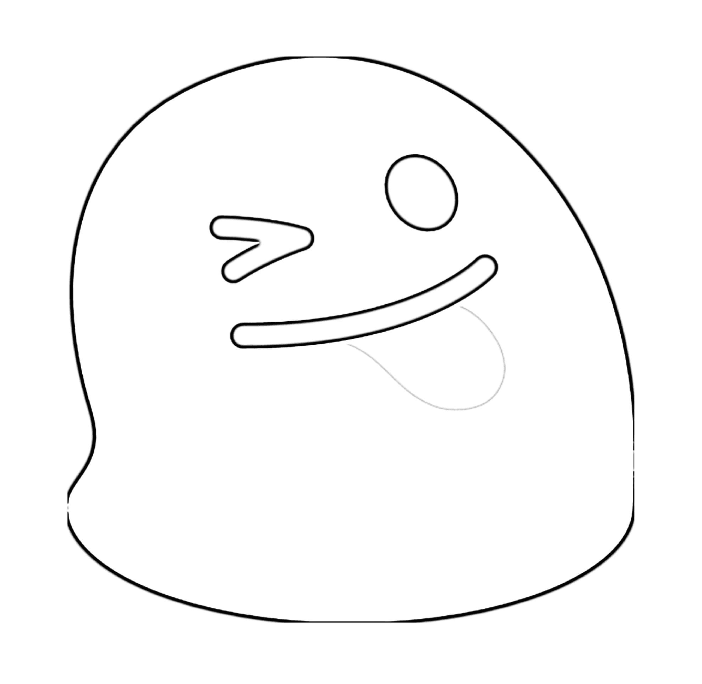   Un visage dessiné d'une créature avec une langue 