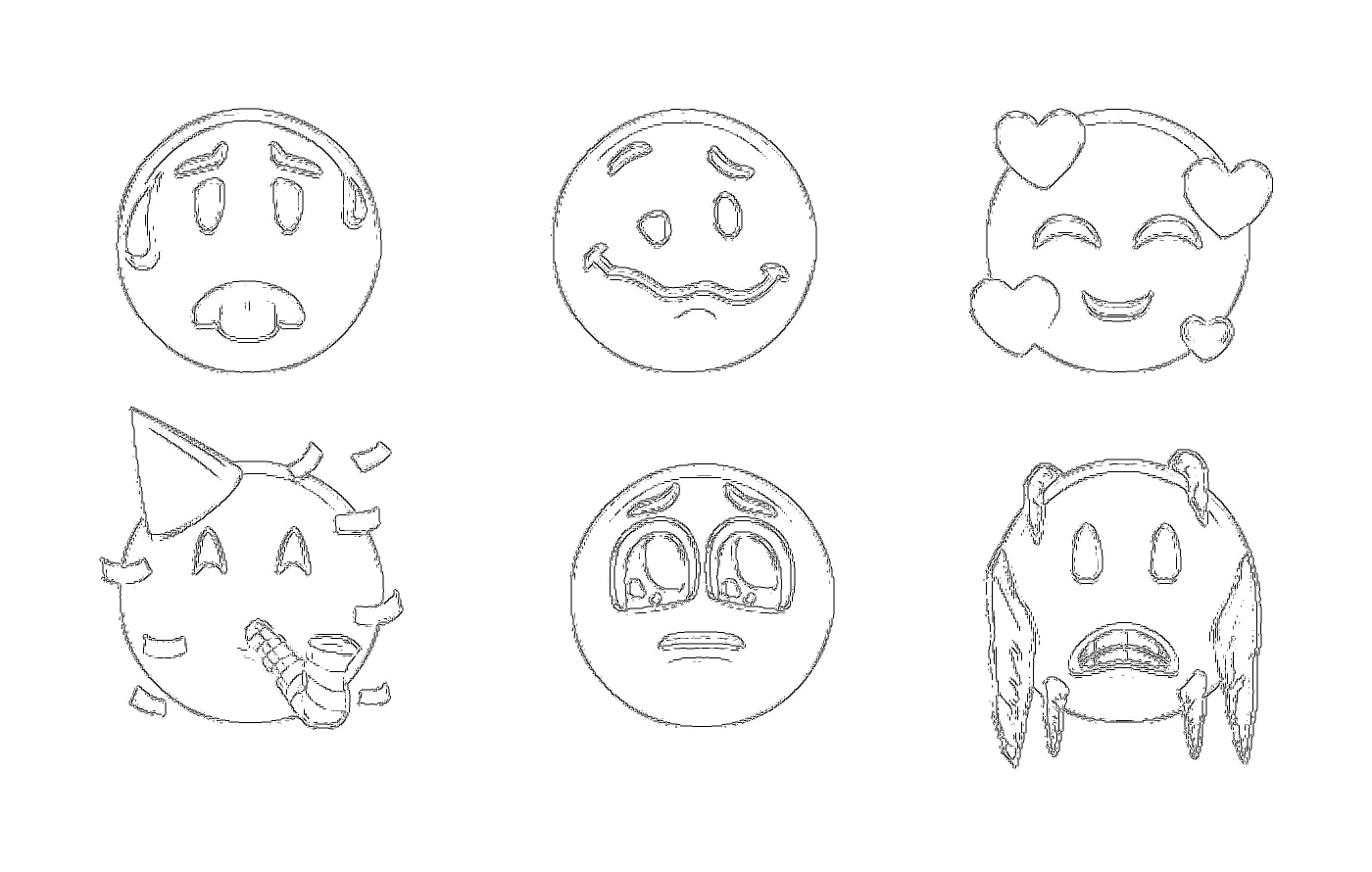   Une série de dessins de différents visages avec des expressions différentes 