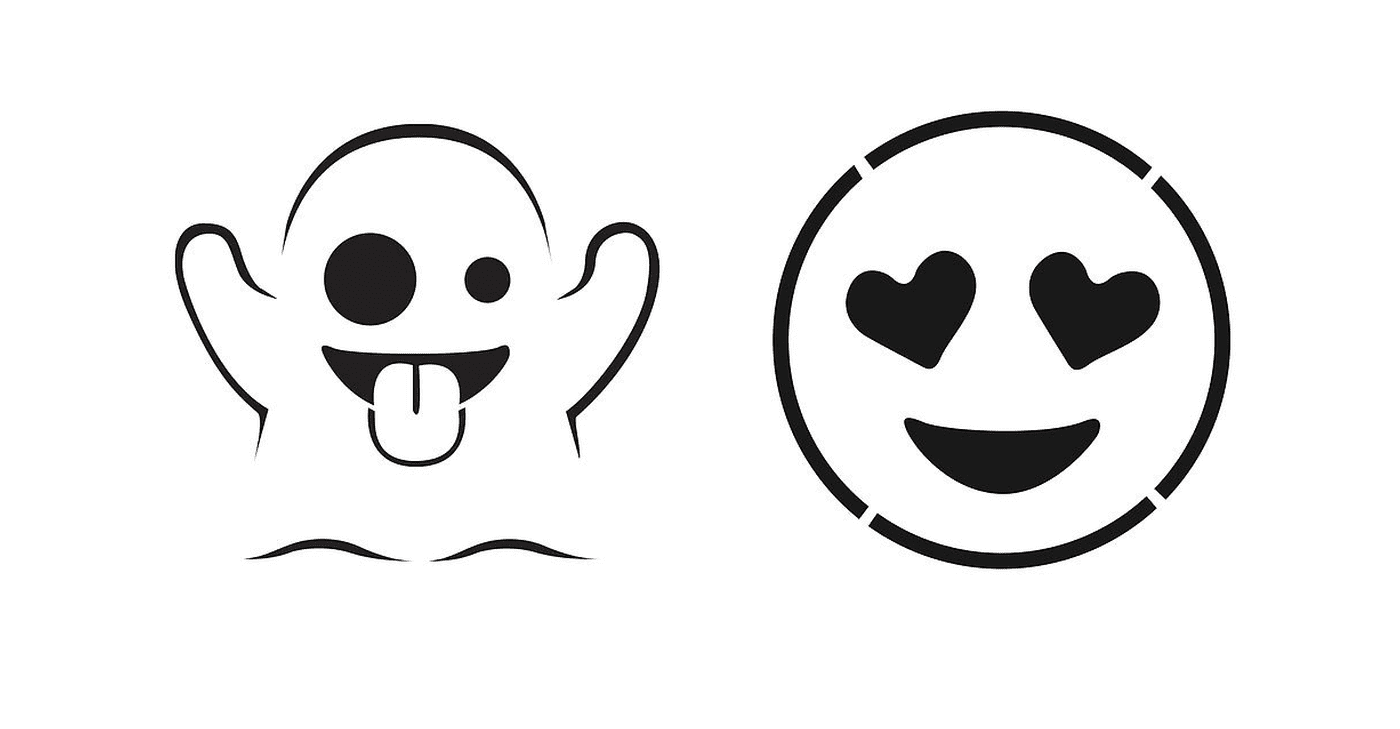  Deux images en noir et blanc d'un visage souriant et d'un cœur