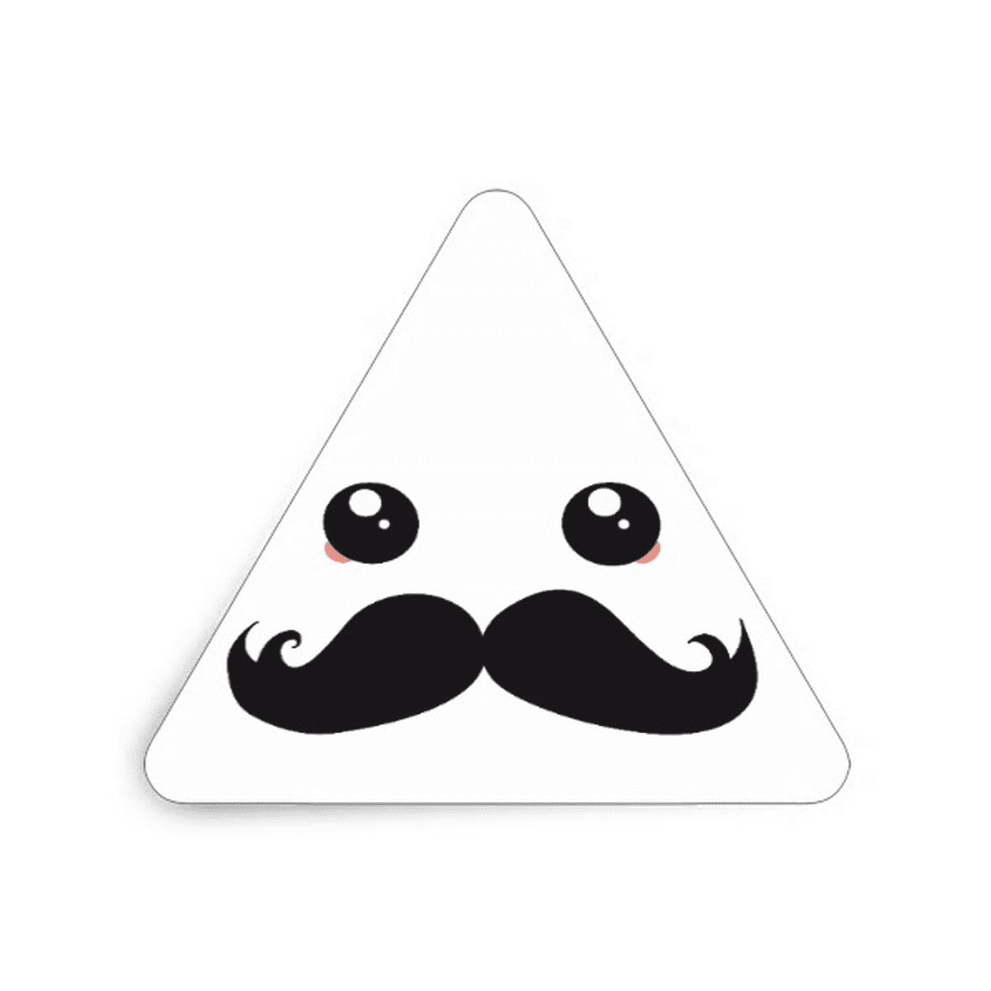   Un autocollant triangulaire avec une moustache 