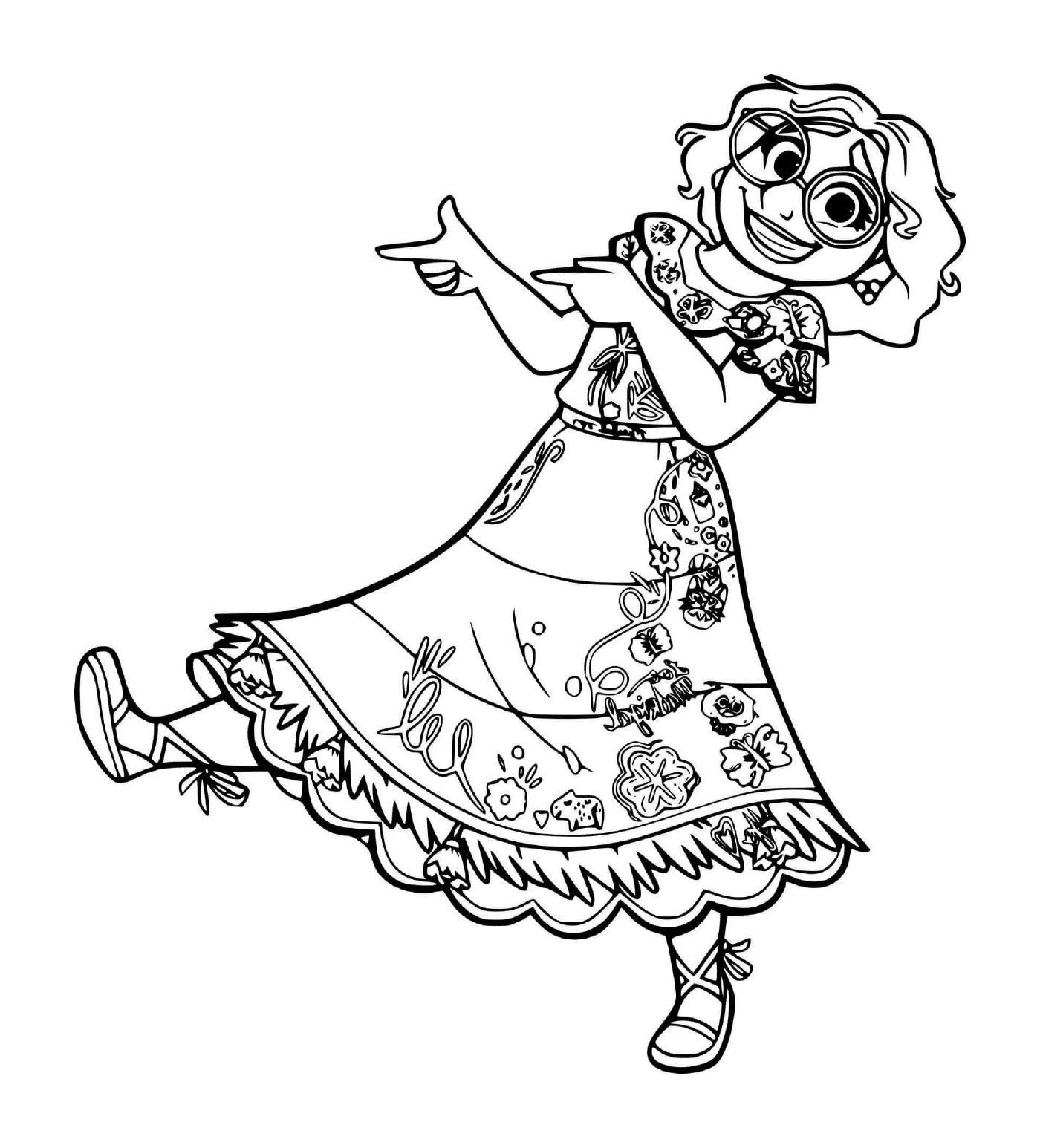   Mirabel Madrigal heureuse dans une robe 