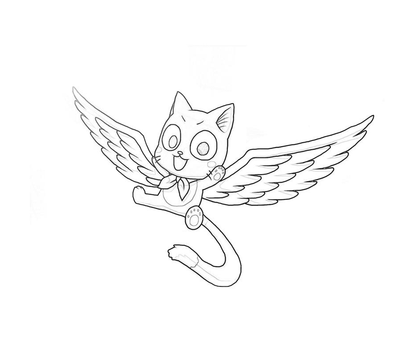   Un chat volant avec des ailes 