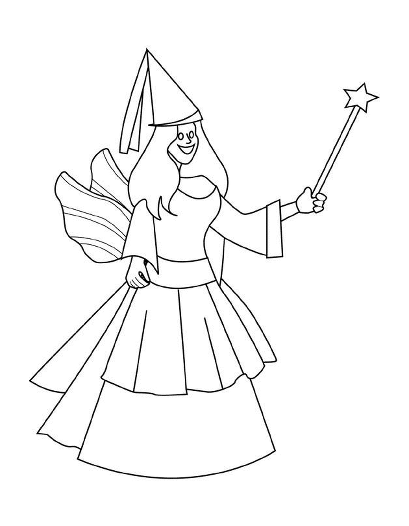   Une femme tenant une baguette magique 