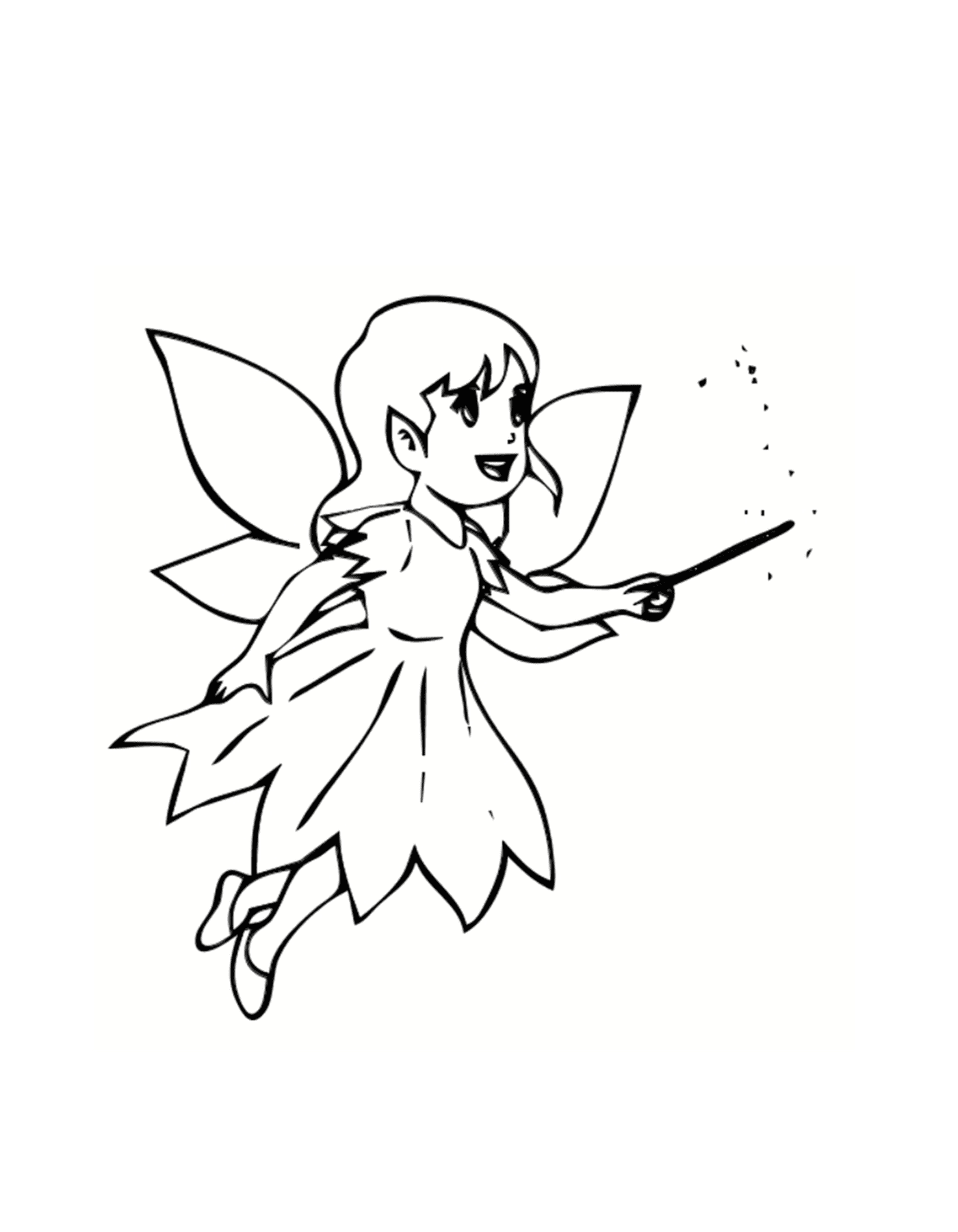   Une fée volant avec une baguette magique 