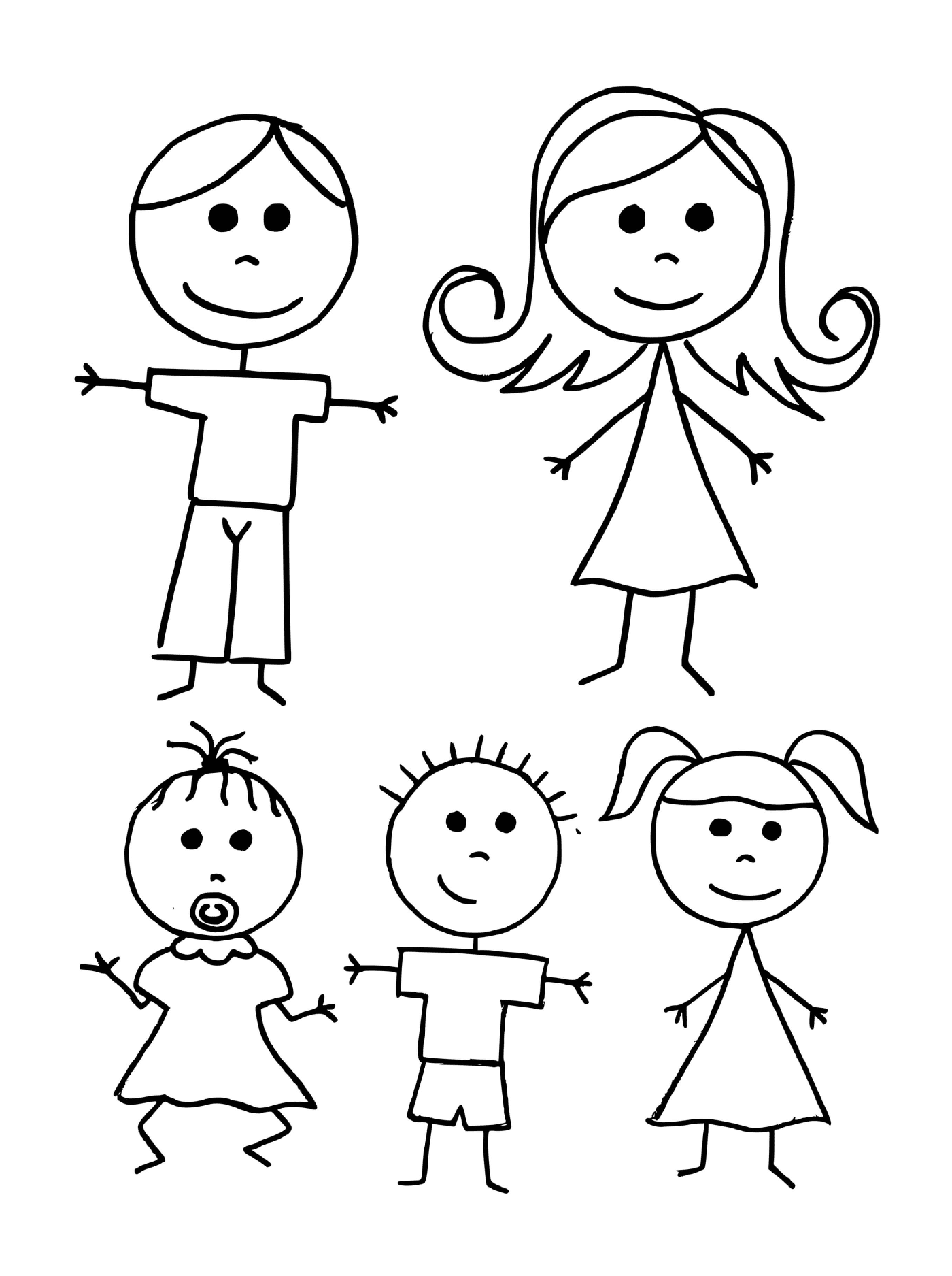   Un groupe d'enfants avec des visages dessinés 