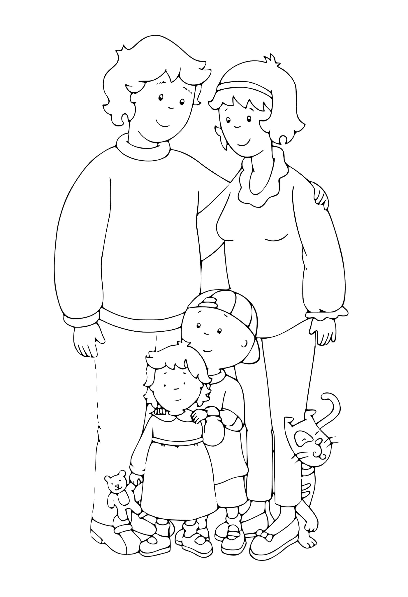   Un adulte et deux enfants se tenant côte à côte 