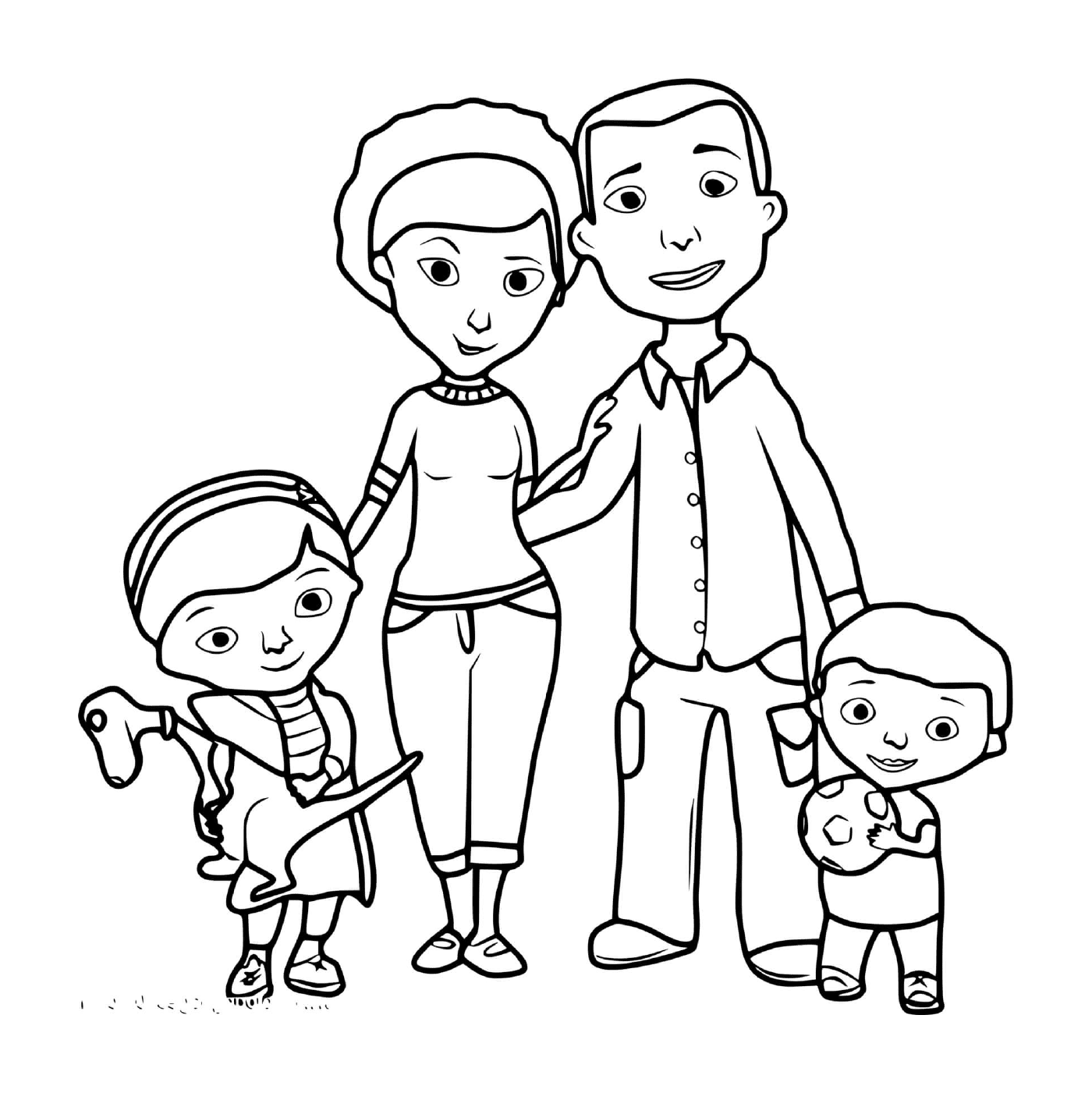   Une famille avec leurs enfants réunis 