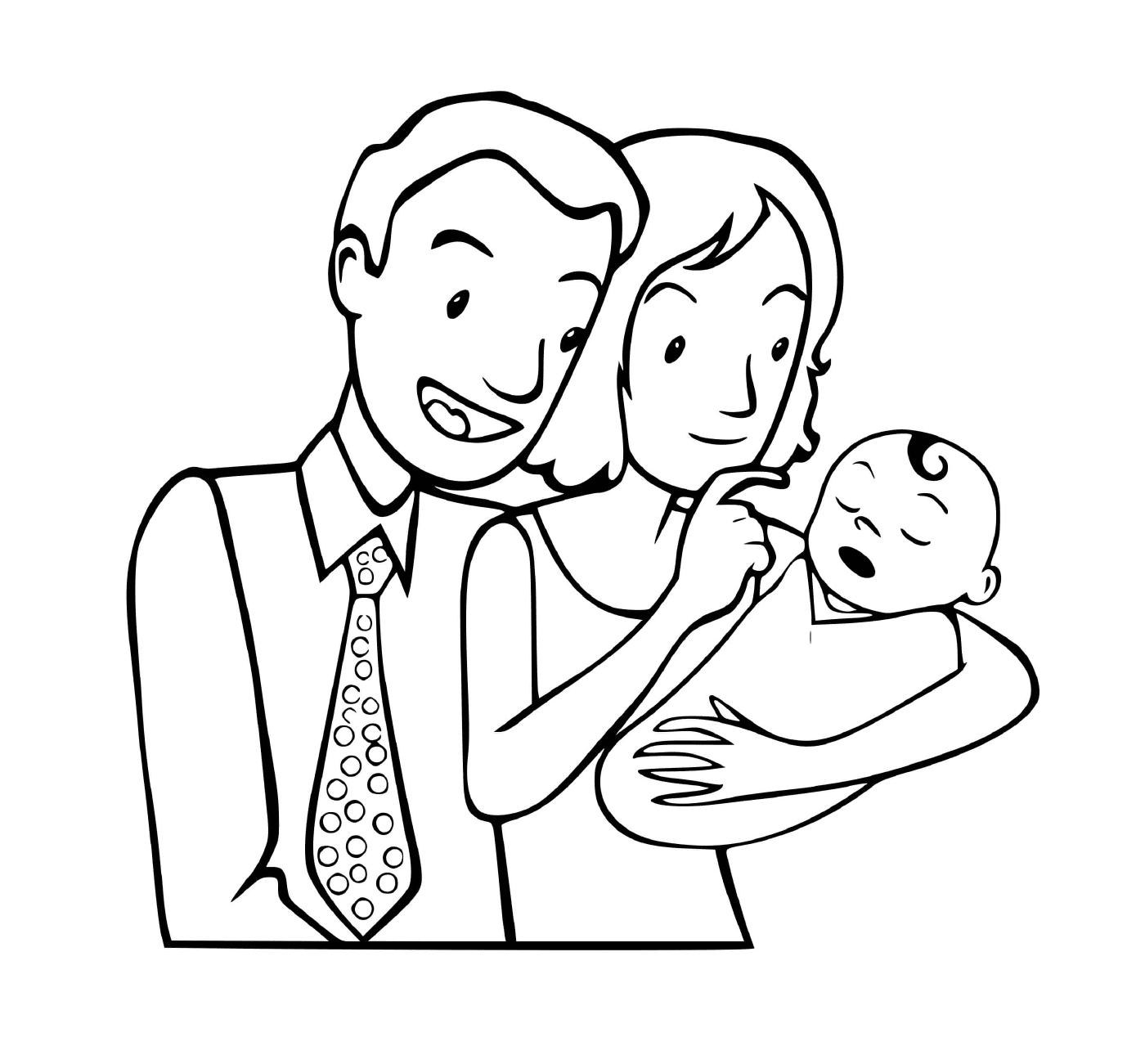   Une petite famille avec un nouveau-né 