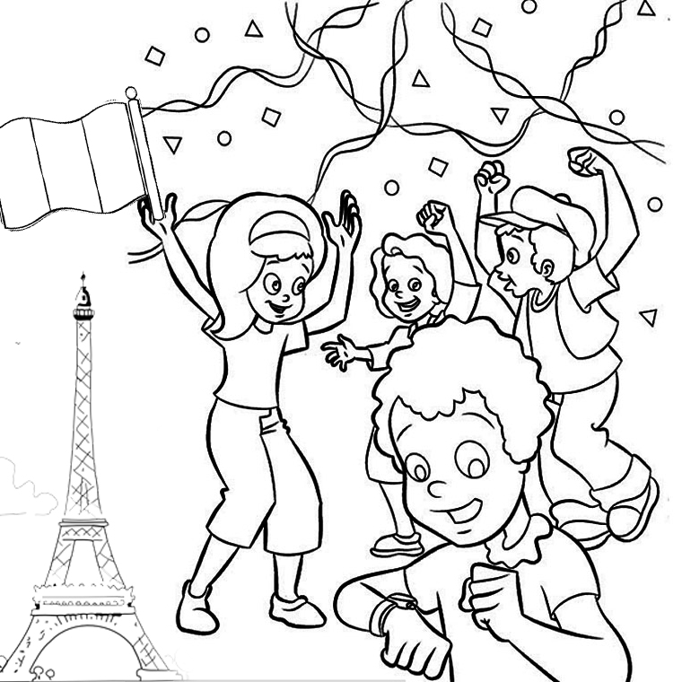   Un groupe de personnes devant la tour Eiffel 