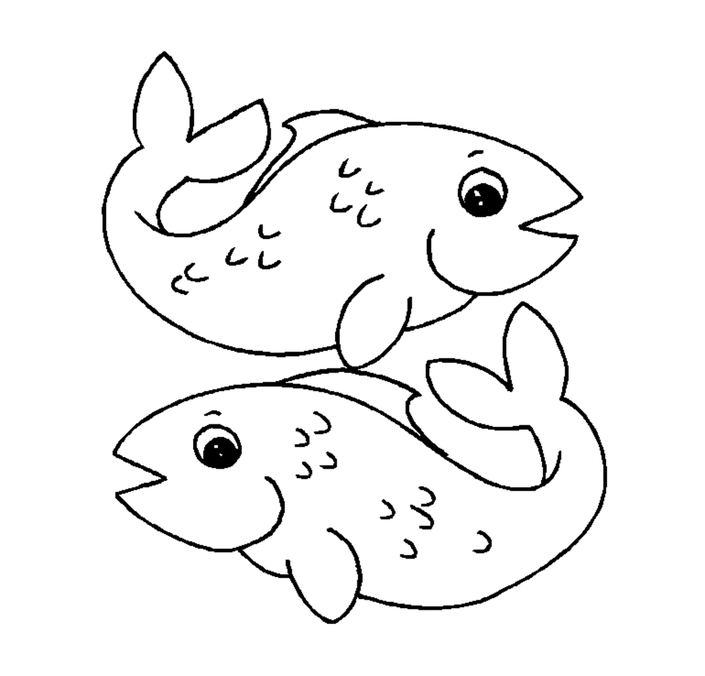   Deux poissons flottants complices 