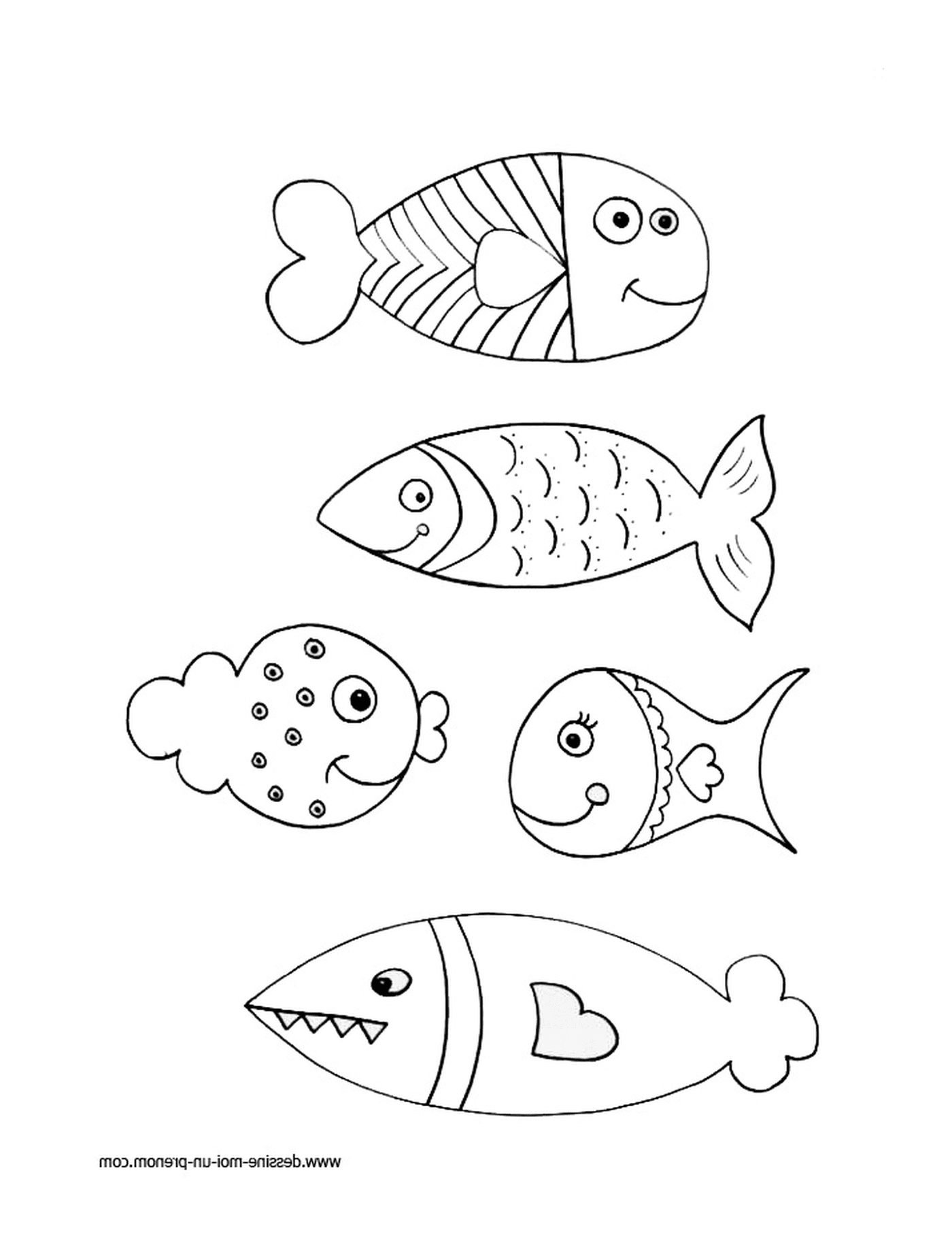   Groupe de poissons alignés 