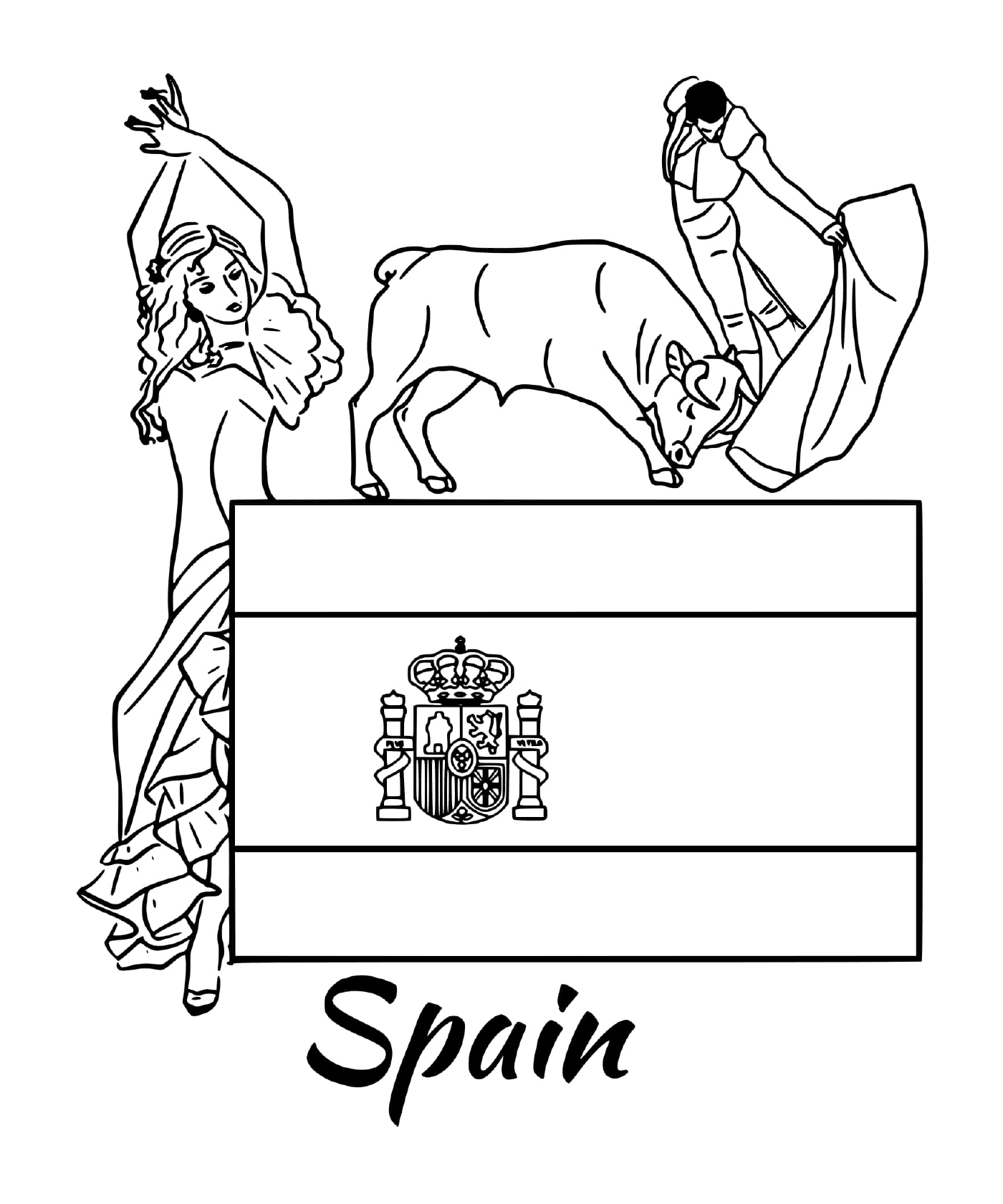   Drapeau d'Espagne, corrida 