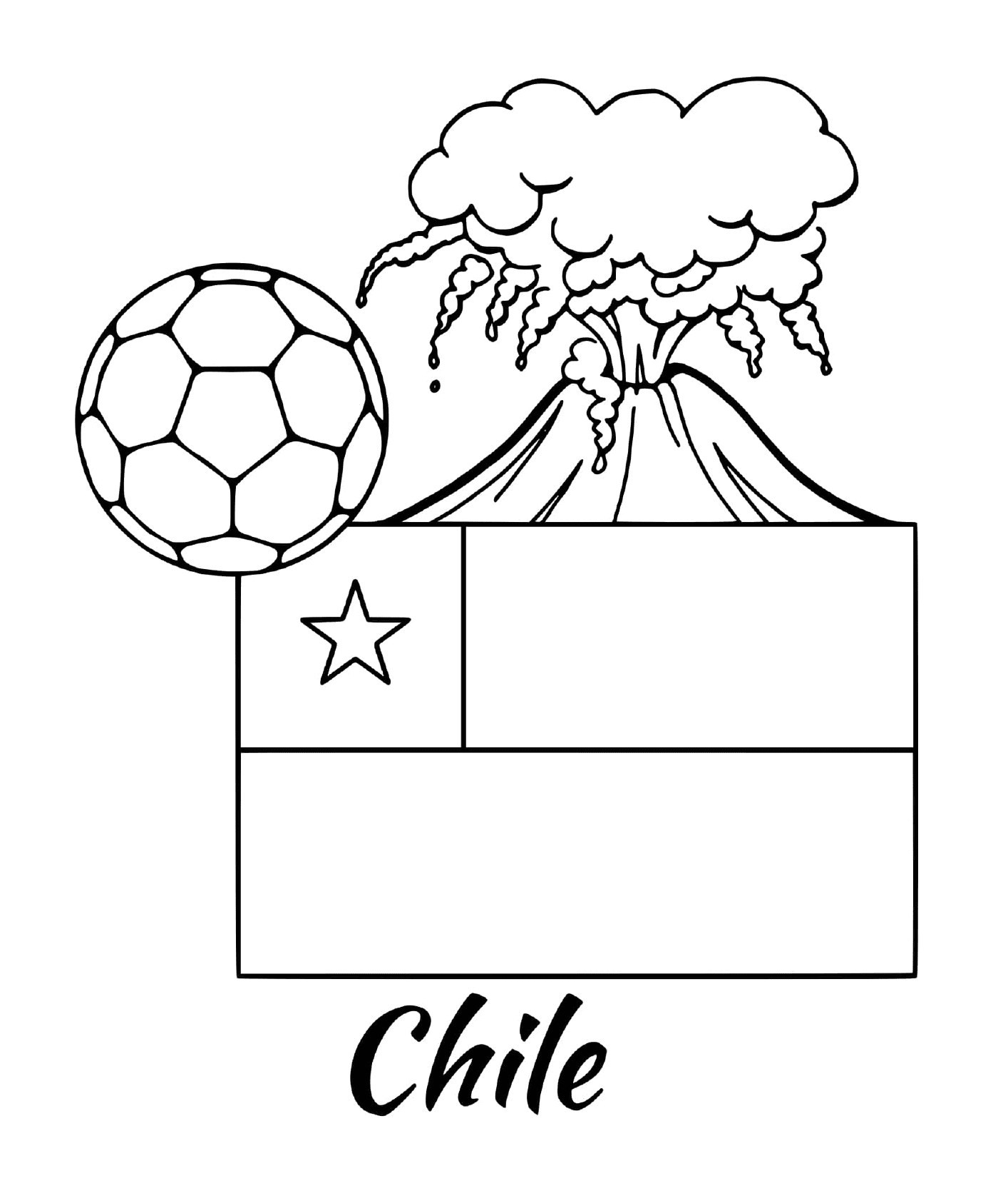   Drapeau du Chili, volcan 