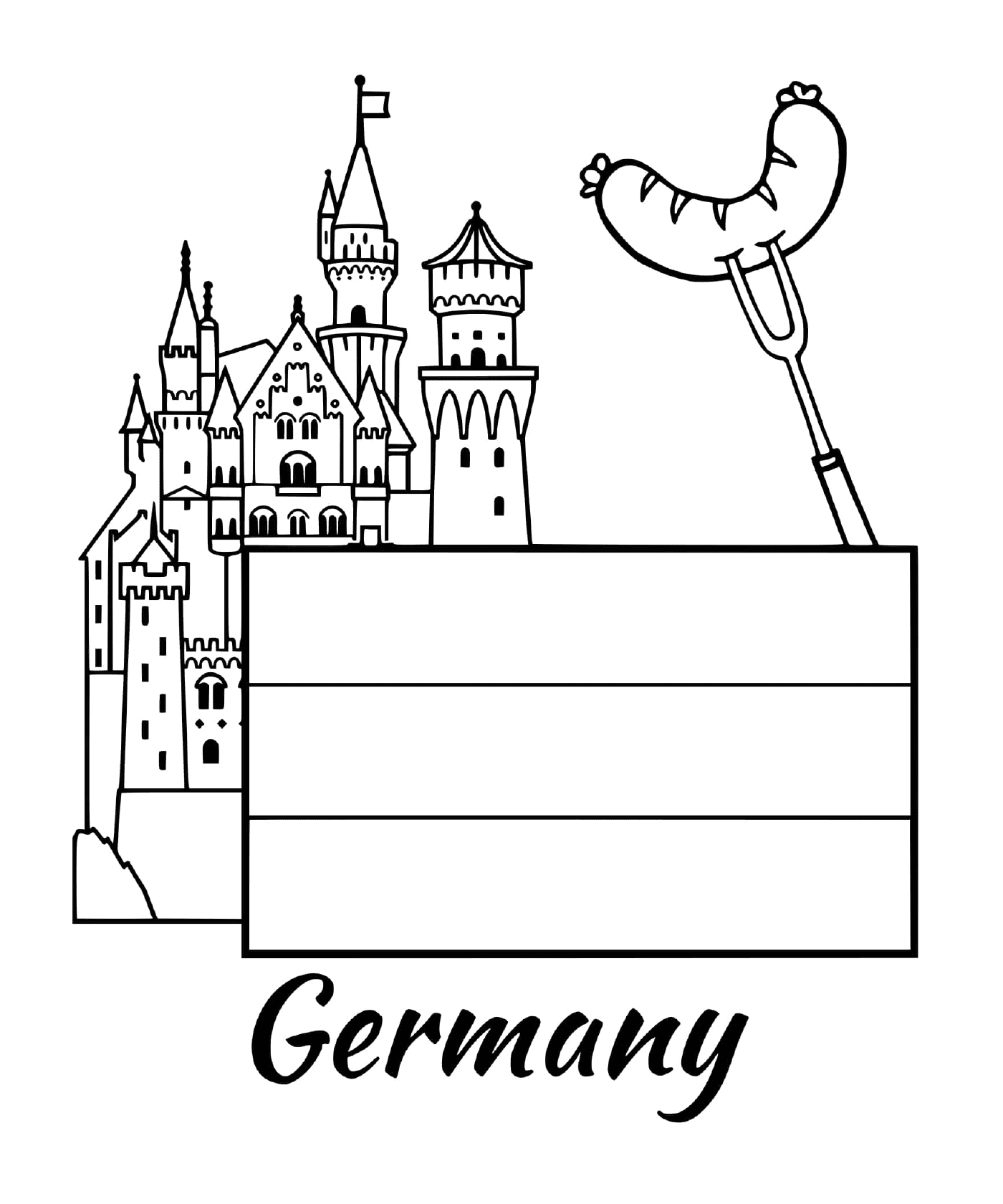   Drapeau de l'Allemagne avec un château 