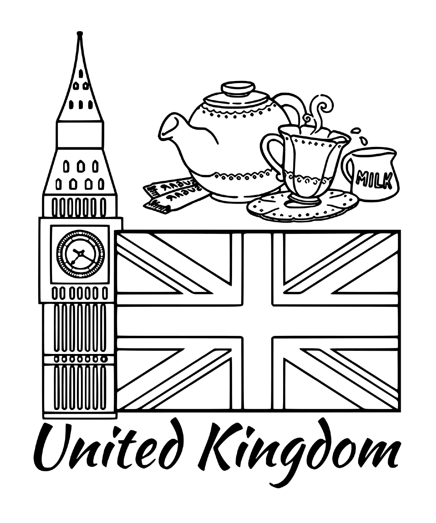   Drapeau du Royaume-Uni avec Big Ben 
