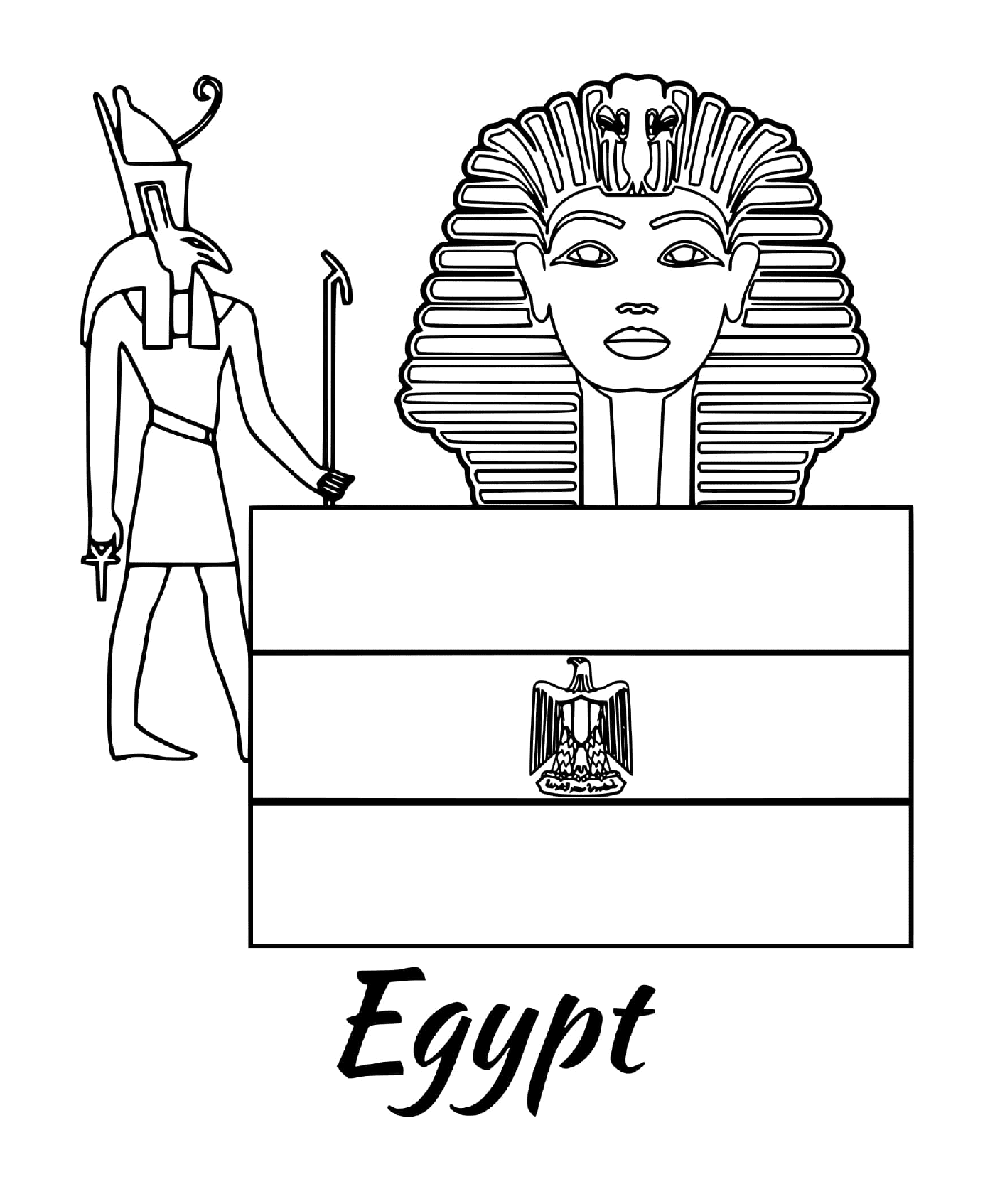   Drapeau de l'Égypte avec le Sphinx 
