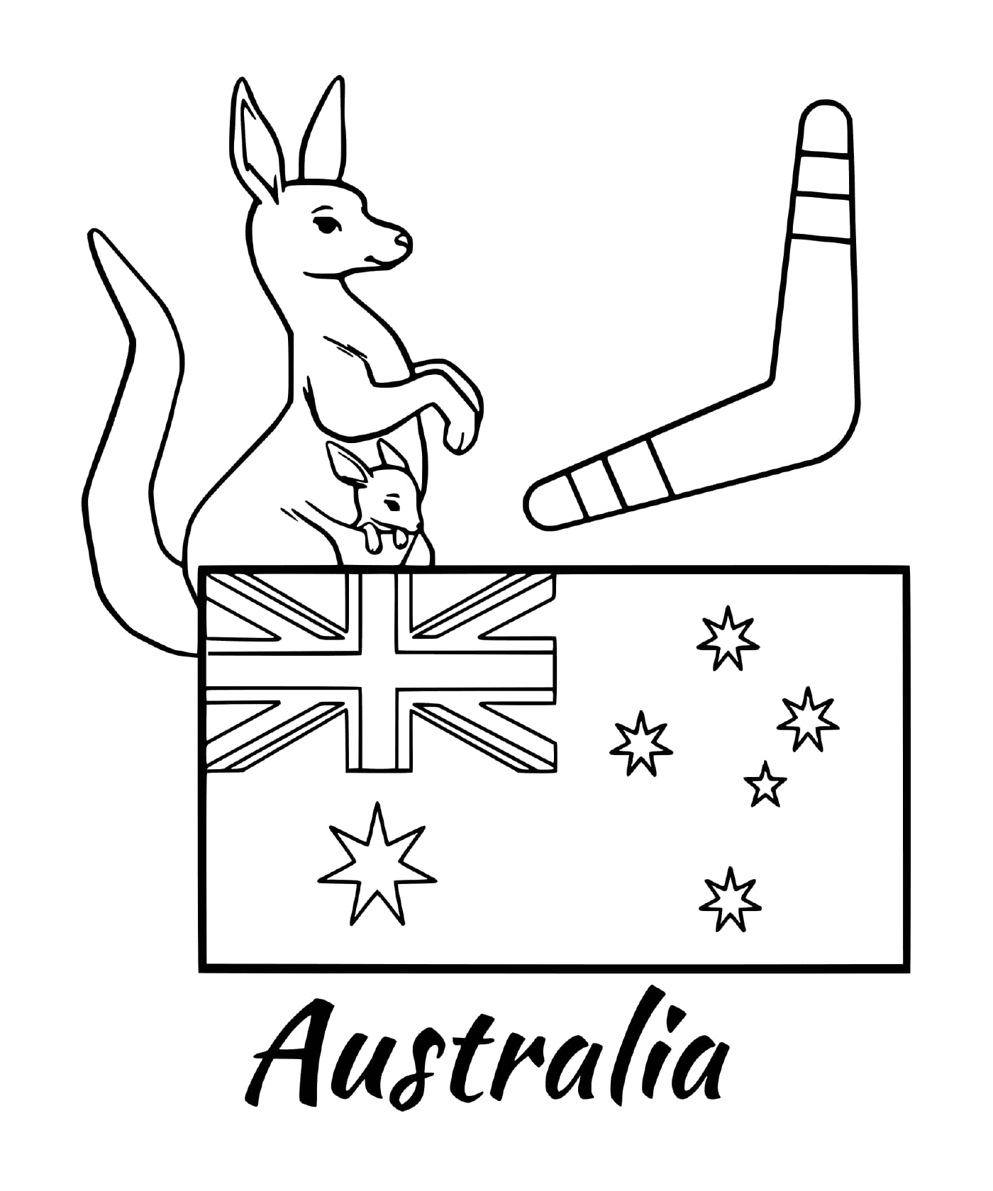   Drapeau de l'Australie avec un boomerang 