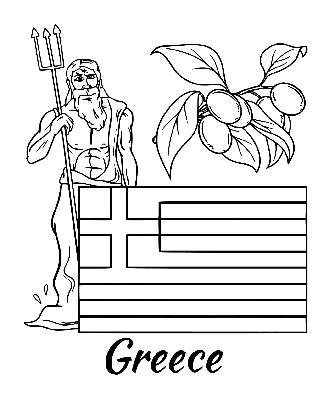   Drapeau de la Grèce avec Zeus 