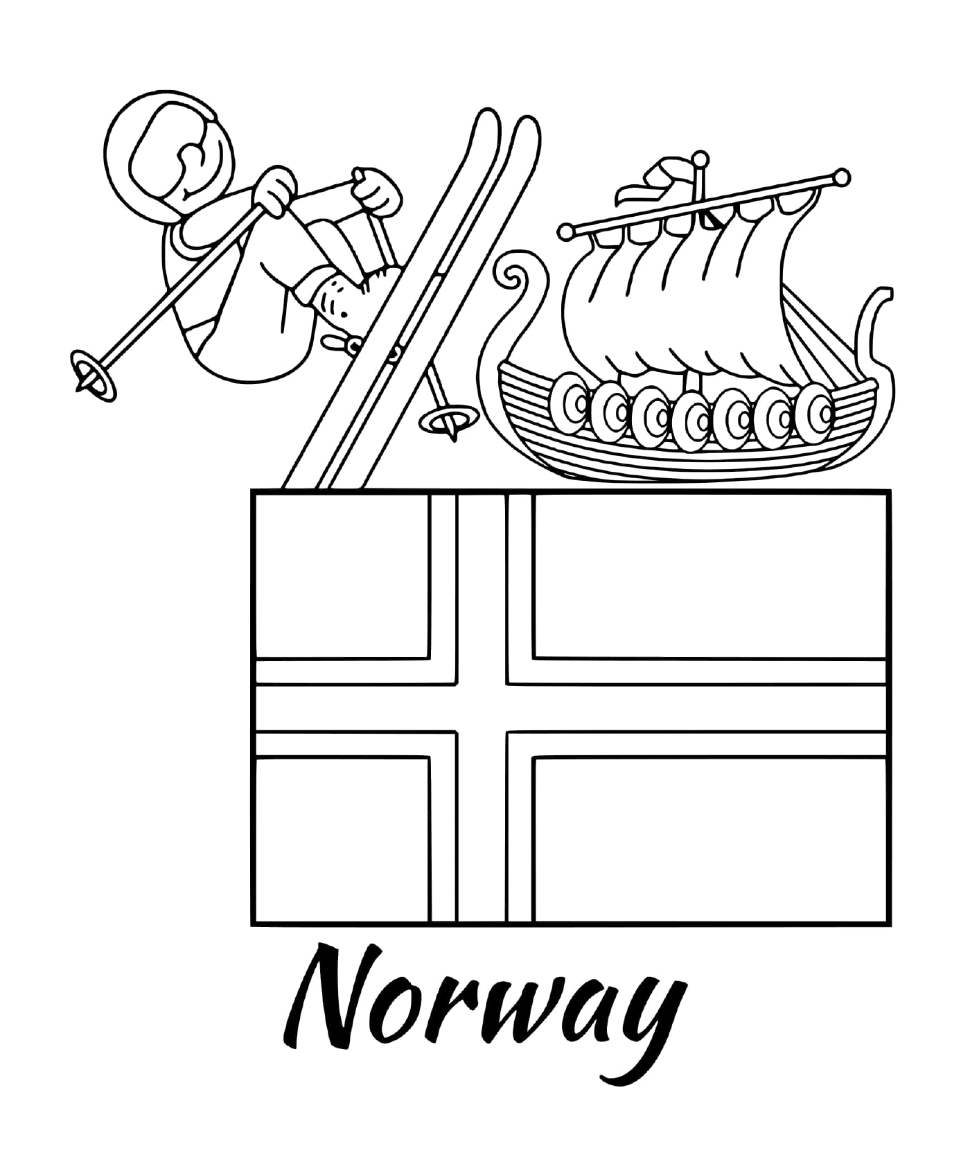   Drapeau de Norvège, ski 