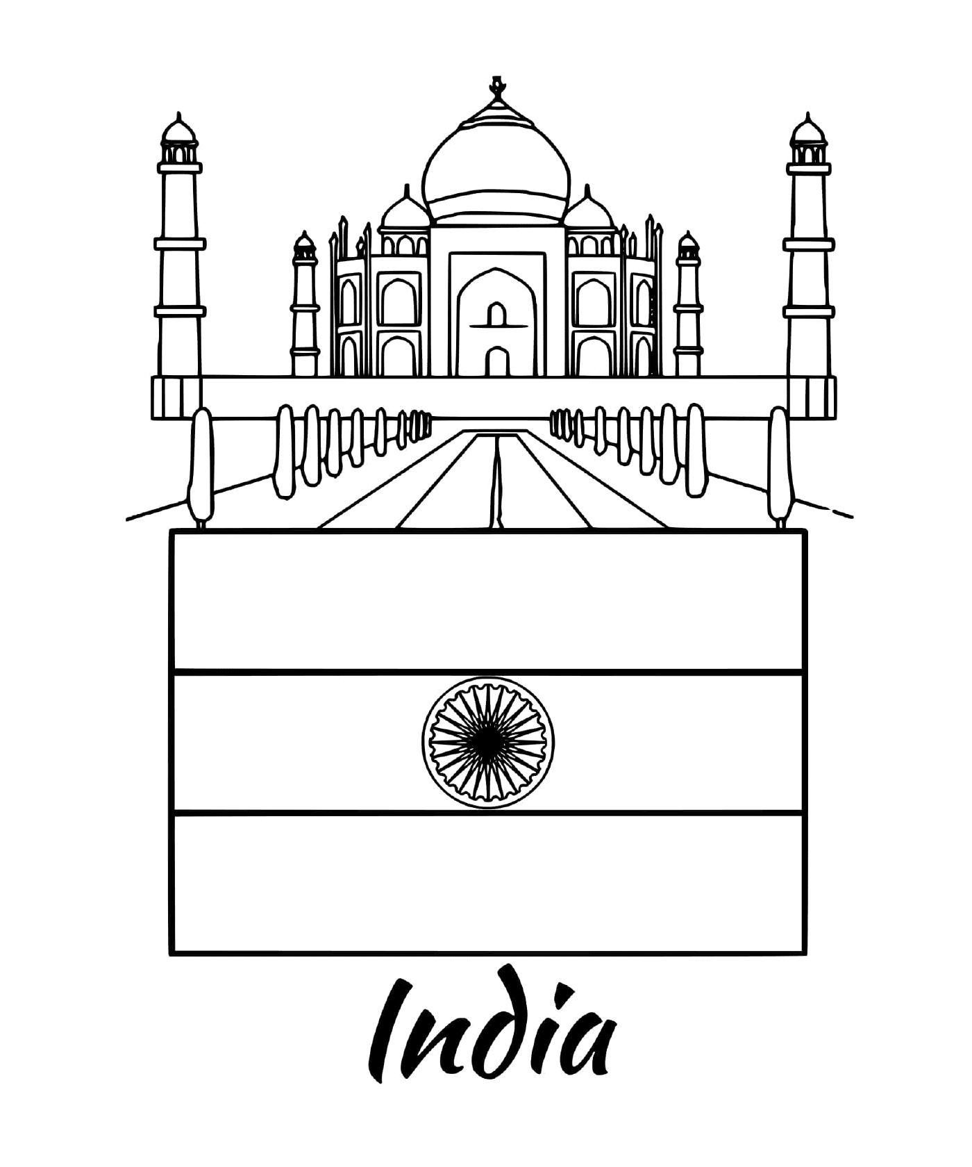   Drapeau de l'Inde avec le Taj Mahal 